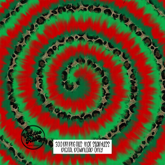 Leopard Christmas Tumbler Sublimation Design: Tie Dye PNG (Digital Download)