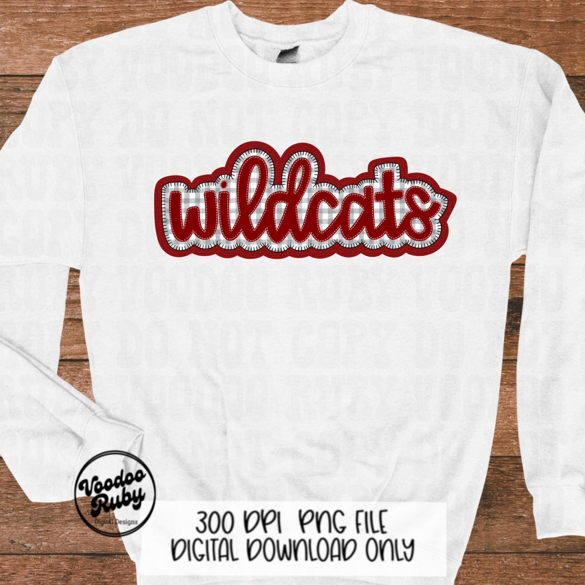 Wildcats PNG Design Embroidery Faux Applique Hand Drawn Digital Download Sublimation Wildcats PNG Football png Wildcats DTF Printable
