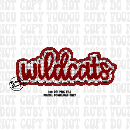 Wildcats PNG Design Embroidery Faux Applique Hand Drawn Digital Download Sublimation Wildcats PNG Football png Wildcats DTF Printable