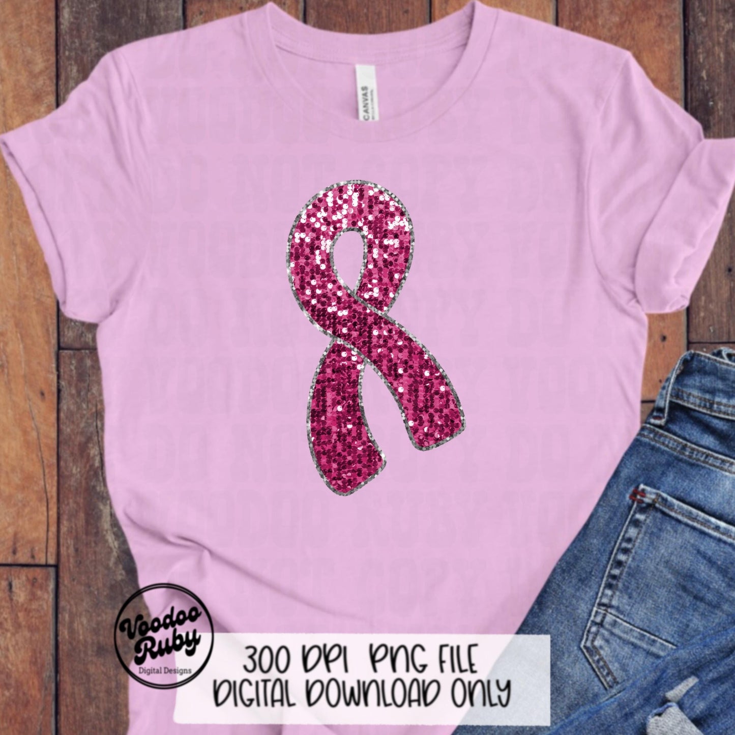 Sequin Pink Ribbon PNG Design Sublimation Hand Drawn Digital Download Faux Sequins Pink October DTF Printable Pink Awareness png Clip Art
