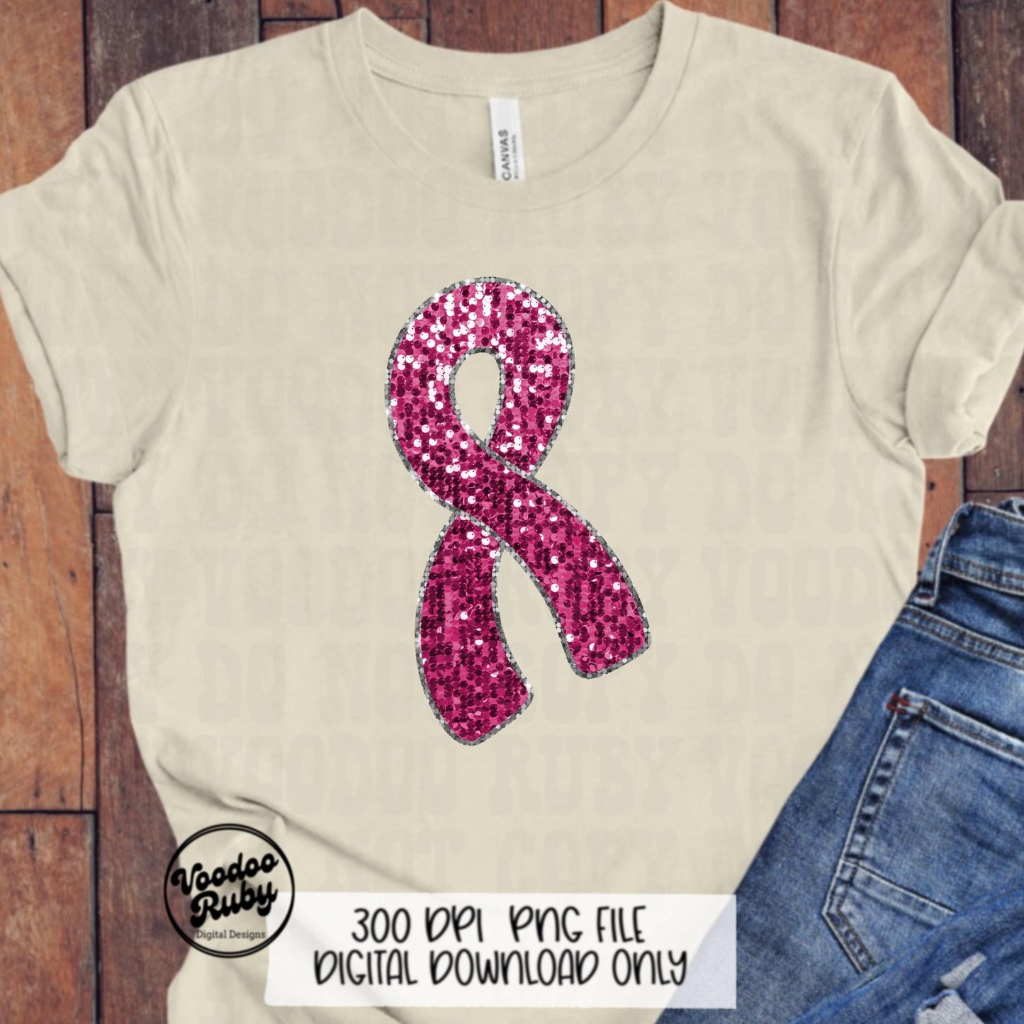 Sequin Pink Ribbon PNG Design Sublimation Hand Drawn Digital Download Faux Sequins Pink October DTF Printable Pink Awareness png Clip Art