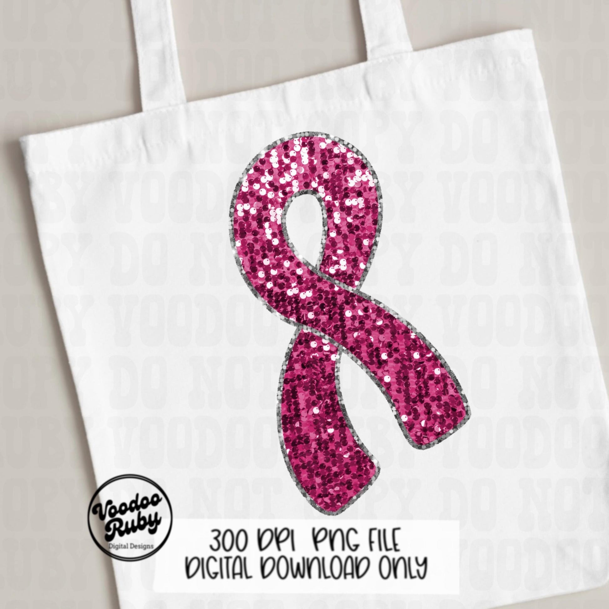 Sequin Pink Ribbon PNG Design Sublimation Hand Drawn Digital Download Faux Sequins Pink October DTF Printable Pink Awareness png Clip Art