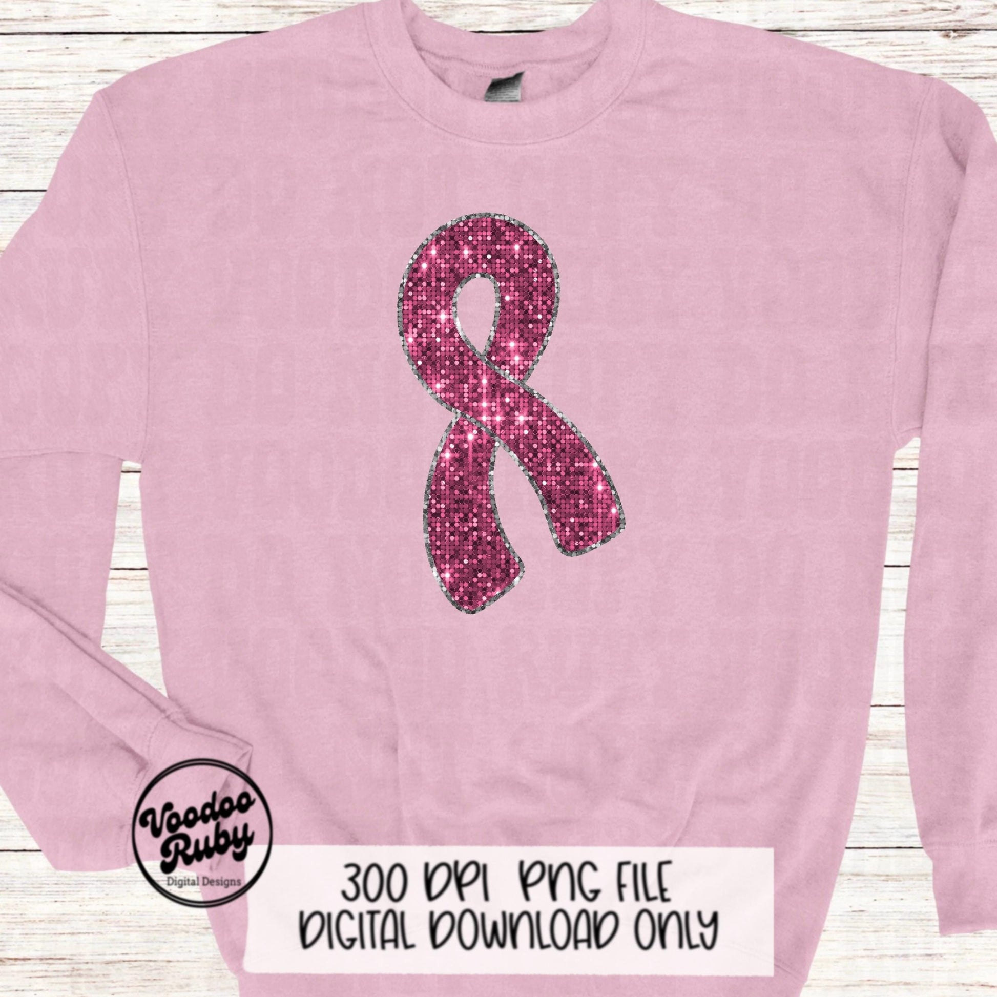 Sequin Pink Ribbon PNG Design Sublimation Hand Drawn Digital Download Faux Sequins Pink October DTF Printable Pink Awareness png Clip Art