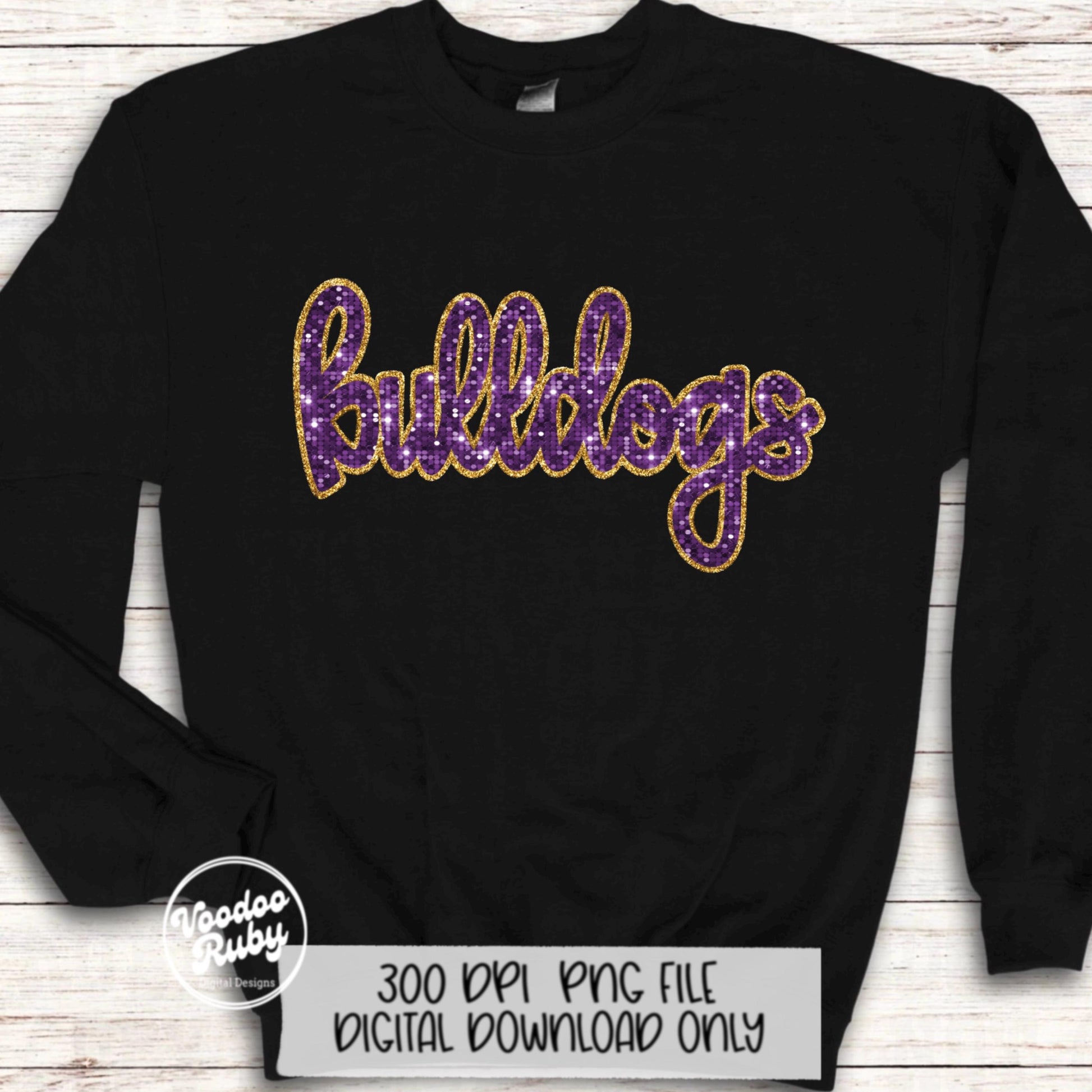 Bulldogs PNG Design Sequins Glitter Hand Drawn Digital Download Faux Sequins PNG Printable Clip Art Faux Appliqué Bulldogs Football DTF