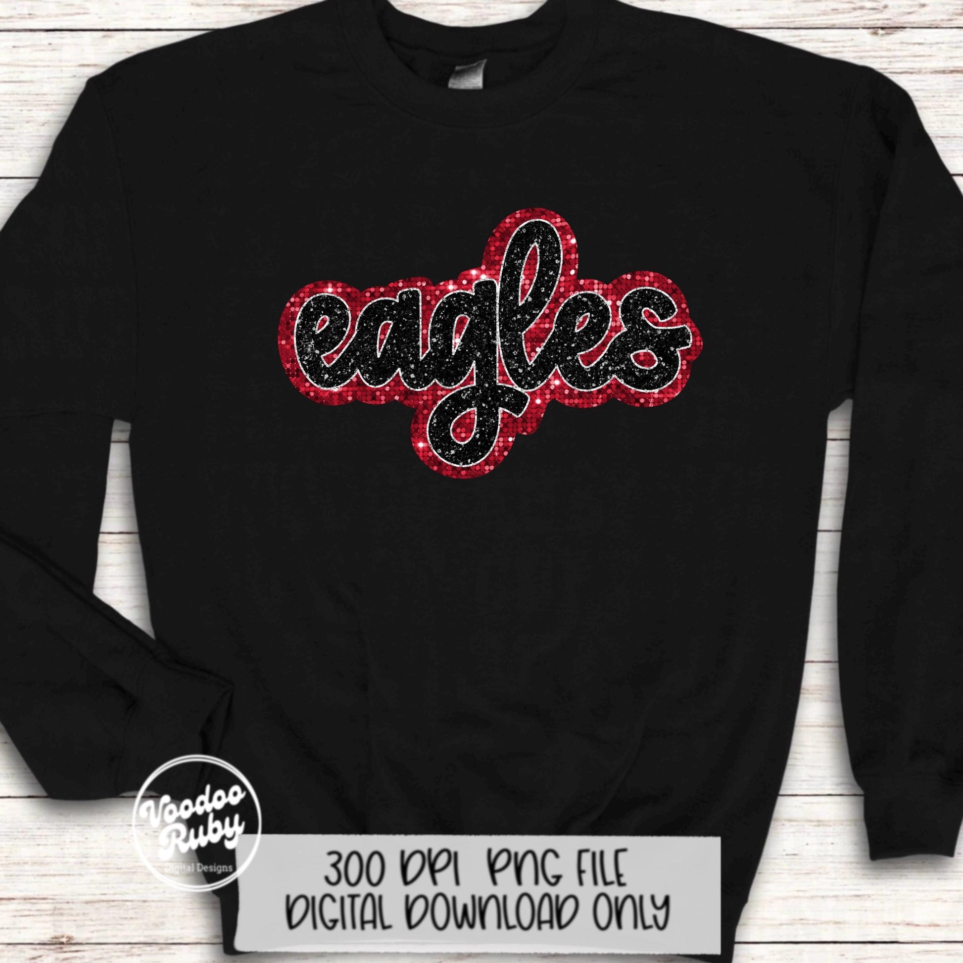 Eagles PNG Design Sequins Glitter Hand Drawn Digital Download Faux Sequins Patch PNG Printable Clip Art Faux Appliqué Eagles Football DTF