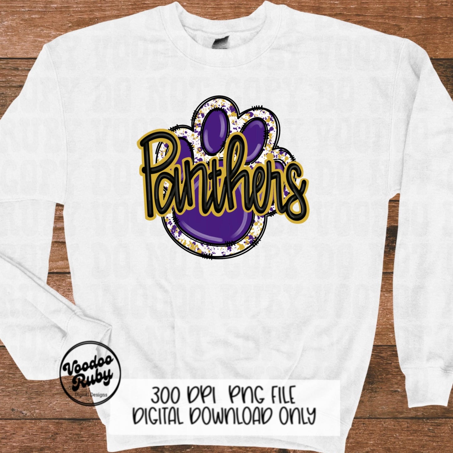 Panthers PNG Sublimation Design Doodle Letters Hand Drawn Digital Download Football PNG Purple Gold Panthers Clip Art Printable