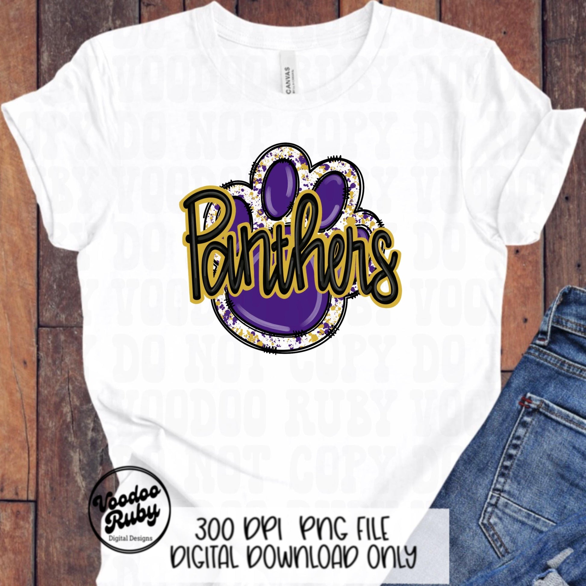 Panthers PNG Sublimation Design Doodle Letters Hand Drawn Digital Download Football PNG Purple Gold Panthers Clip Art Printable