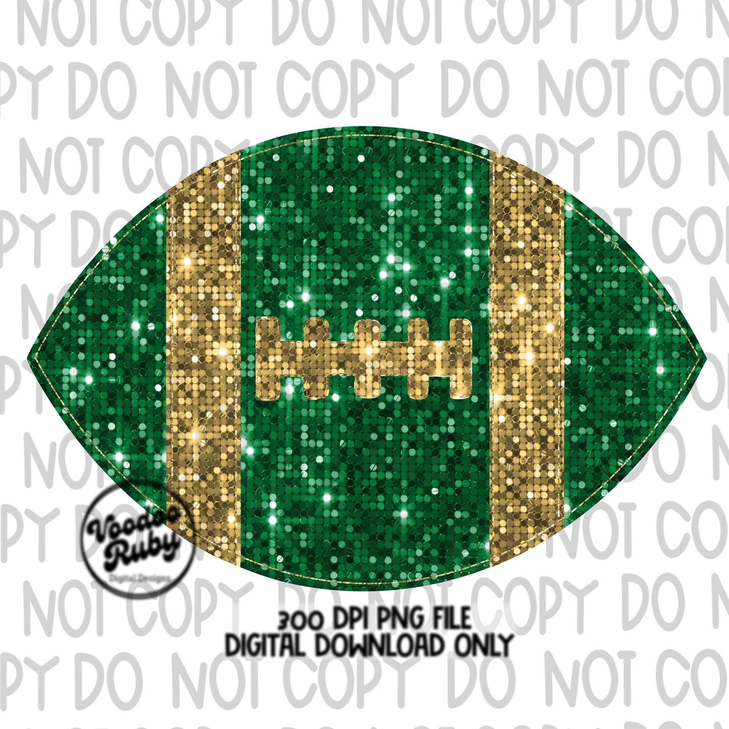 Sequin Green Gold Football PNG Design Glitter Sublimation Hand Drawn Digital Download Faux Patch PNG Printable Clip Art Appliqué Football