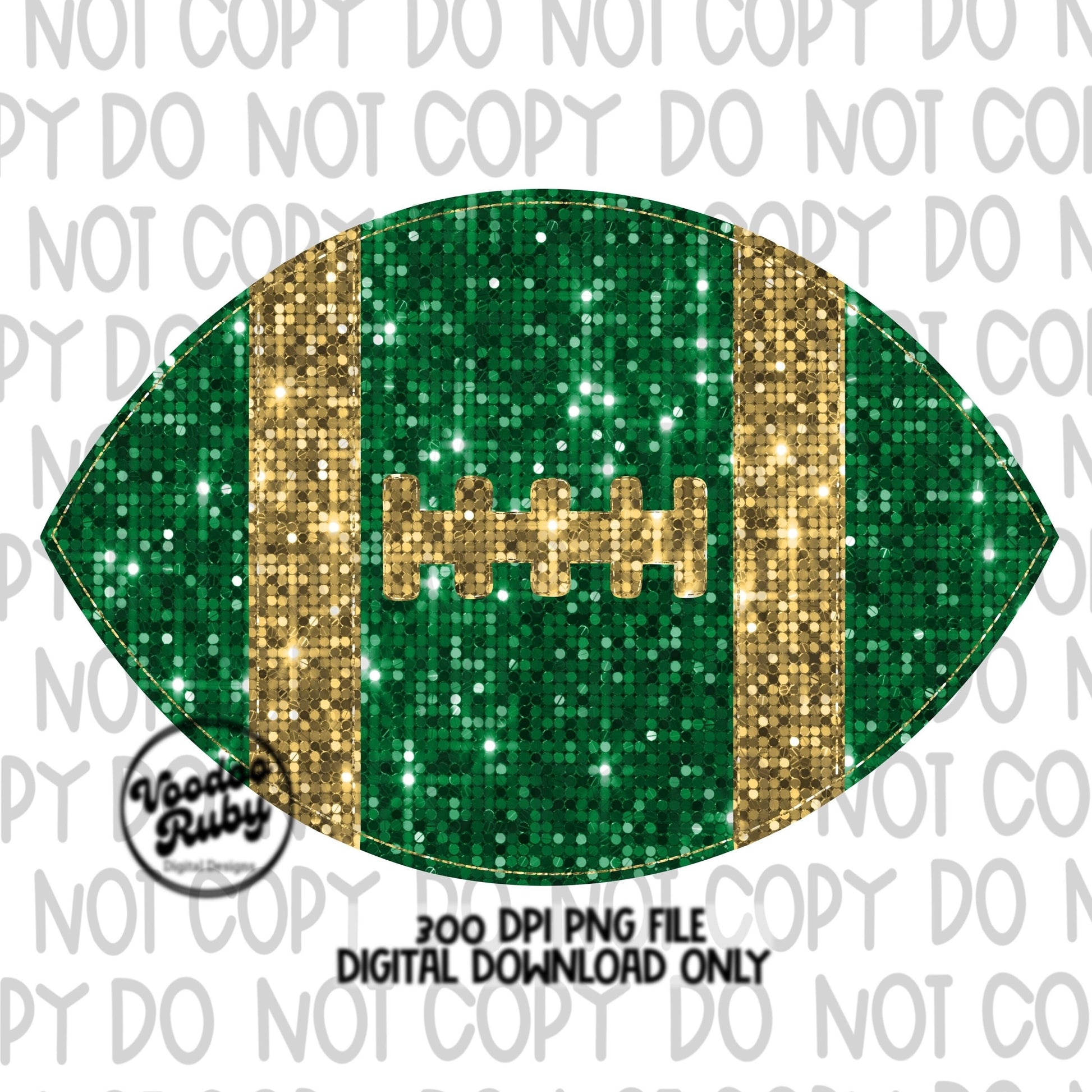 Sequin Green Gold Football PNG Design Glitter Sublimation Hand Drawn Digital Download Faux Patch PNG Printable Clip Art Appliqué Football
