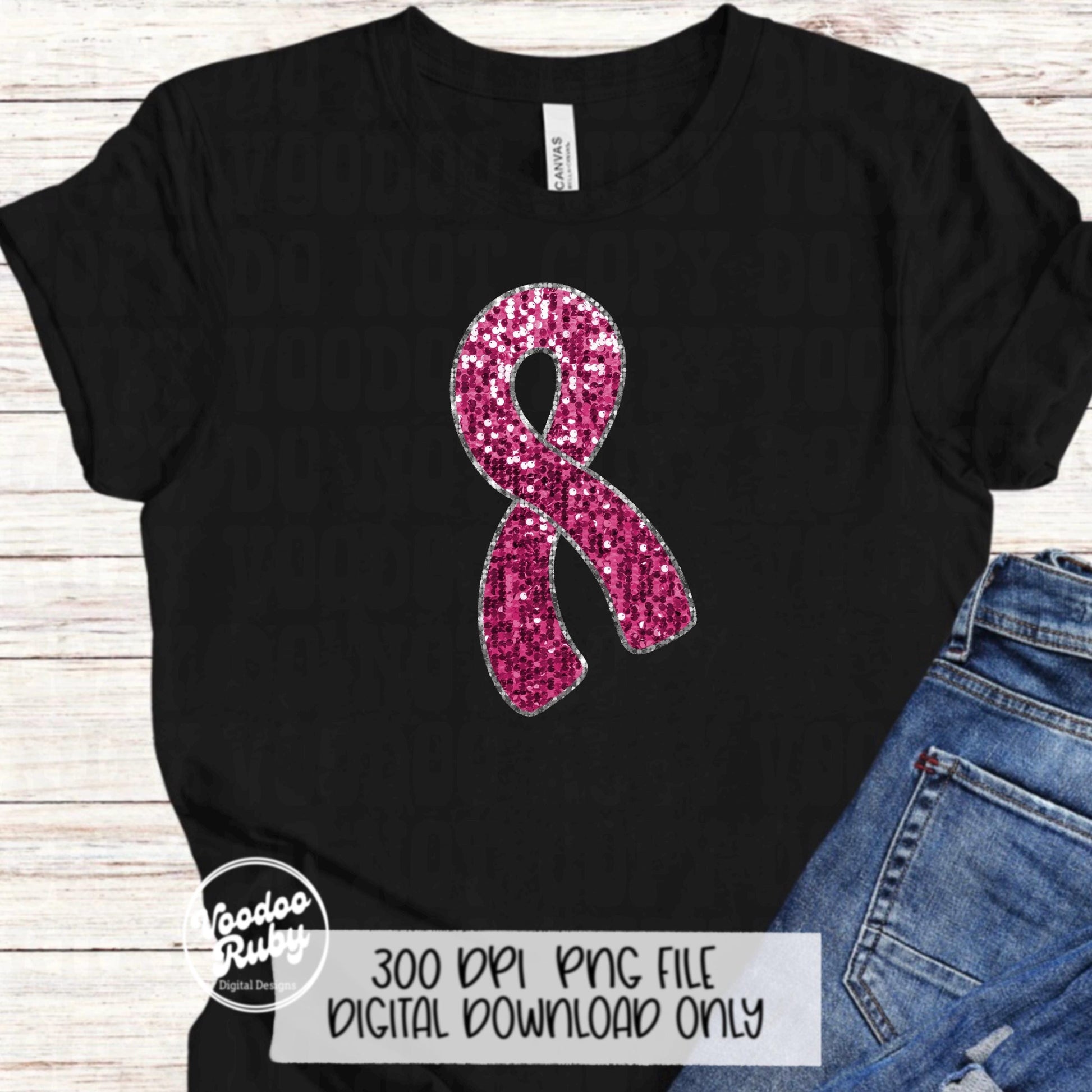 Sequin Pink Ribbon PNG Design Sublimation Hand Drawn Digital Download Faux Sequins Pink October DTF Printable Pink Awareness png Clip Art