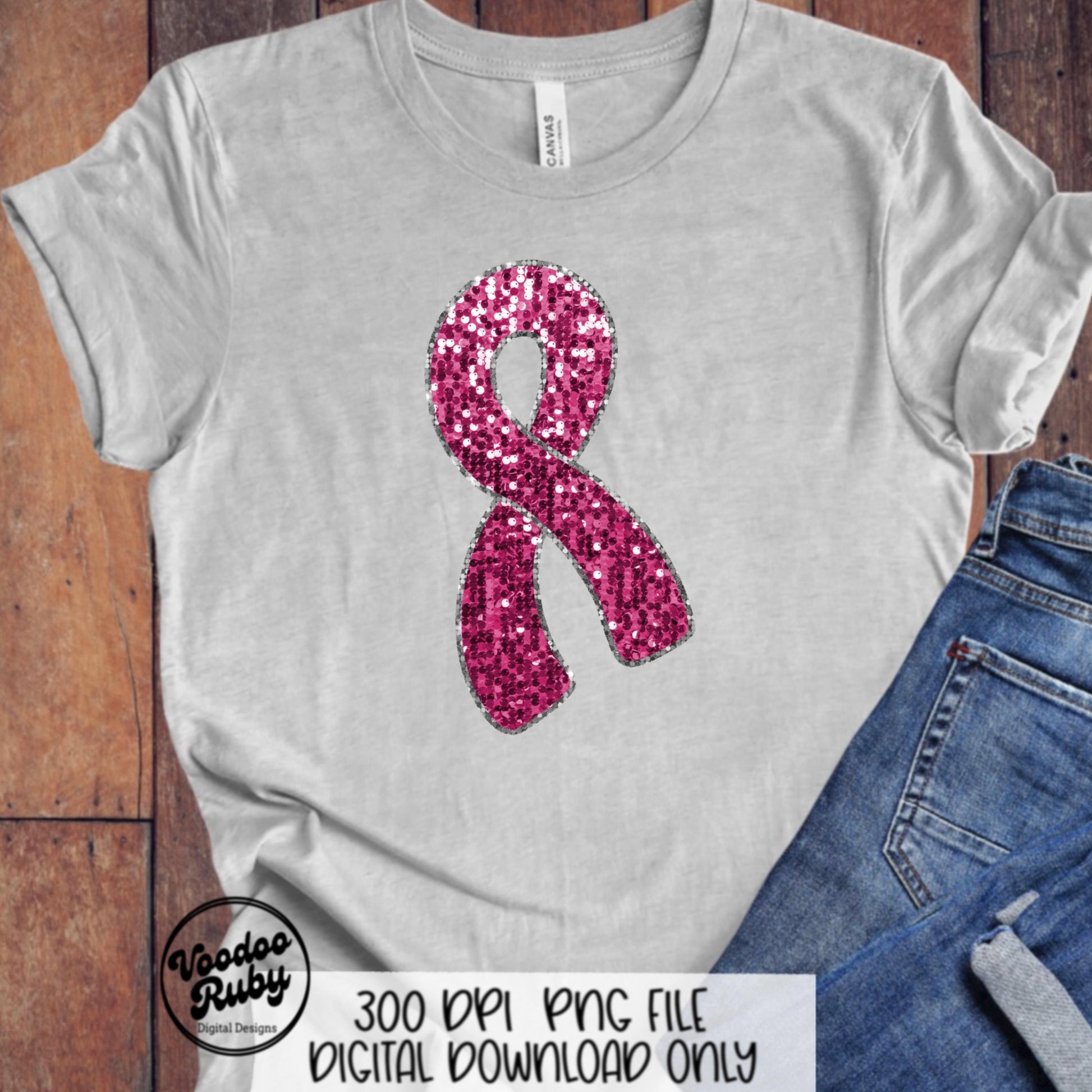 Sequin Pink Ribbon PNG Design Sublimation Hand Drawn Digital Download Faux Sequins Pink October DTF Printable Pink Awareness png Clip Art