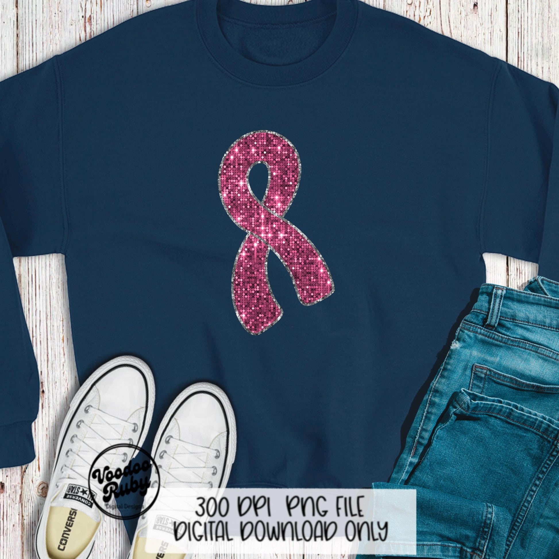 Sequin Pink Ribbon PNG Design Sublimation Hand Drawn Digital Download Faux Sequins Pink October DTF Printable Pink Awareness png Clip Art