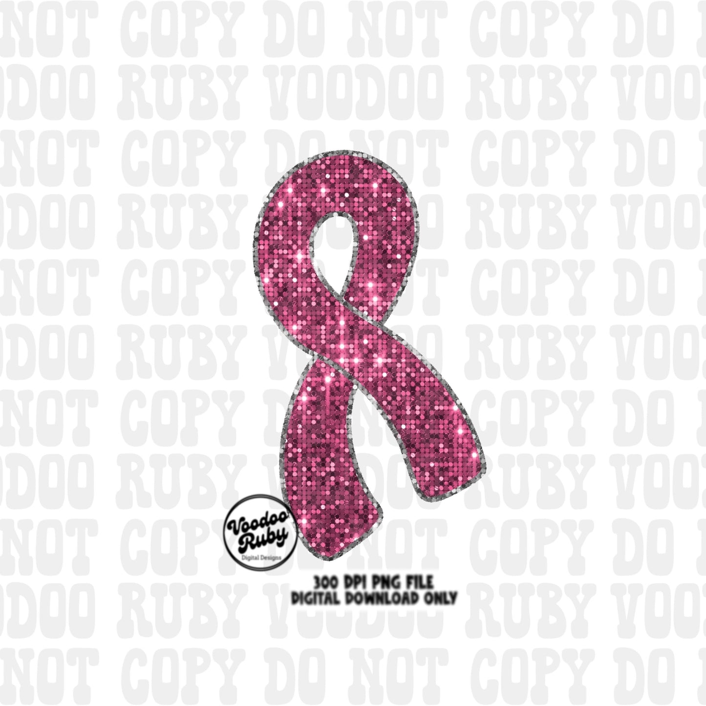 Sequin Pink Ribbon PNG Design Sublimation Hand Drawn Digital Download Faux Sequins Pink October DTF Printable Pink Awareness png Clip Art