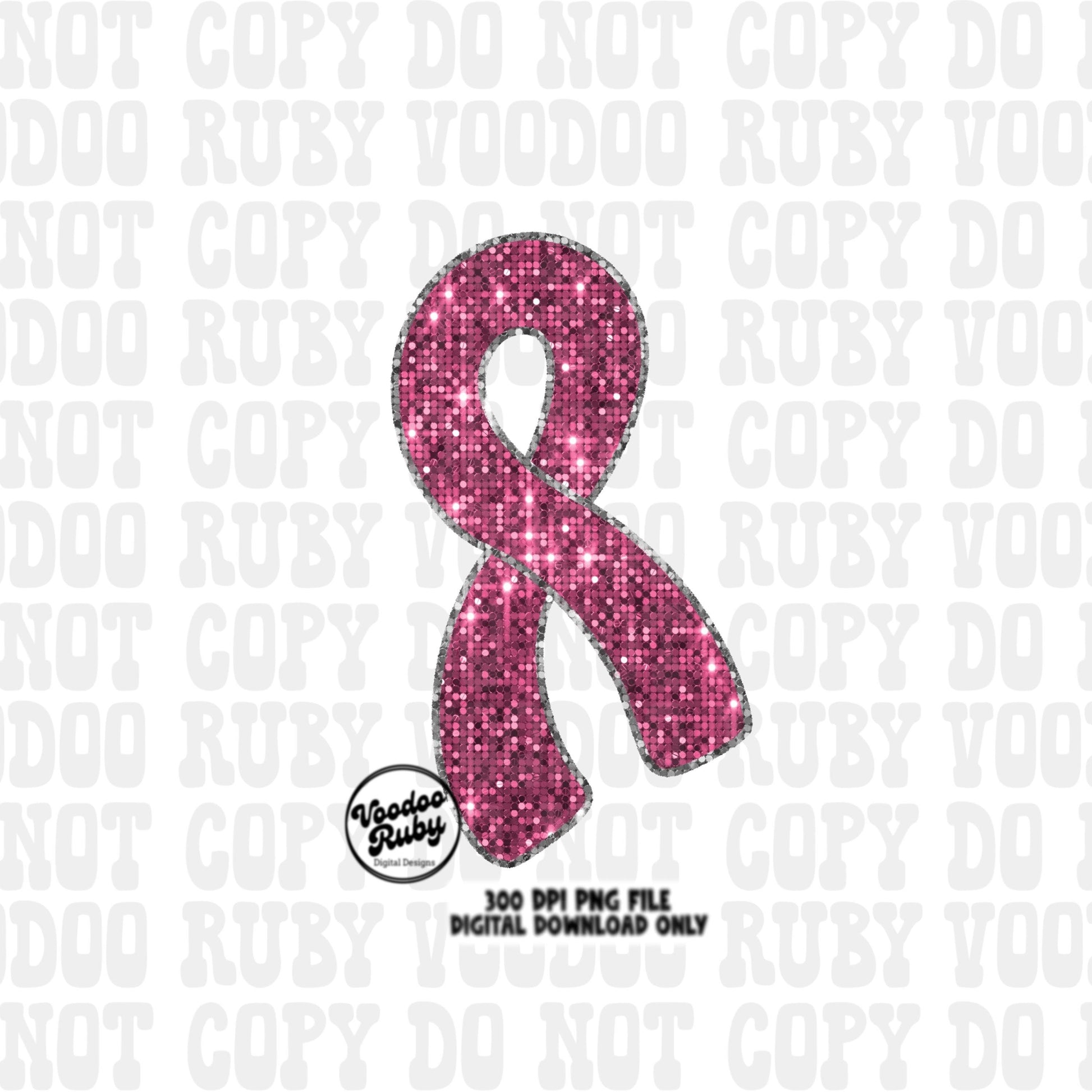 Sequin Pink Ribbon PNG Design Sublimation Hand Drawn Digital Download Faux Sequins Pink October DTF Printable Pink Awareness png Clip Art