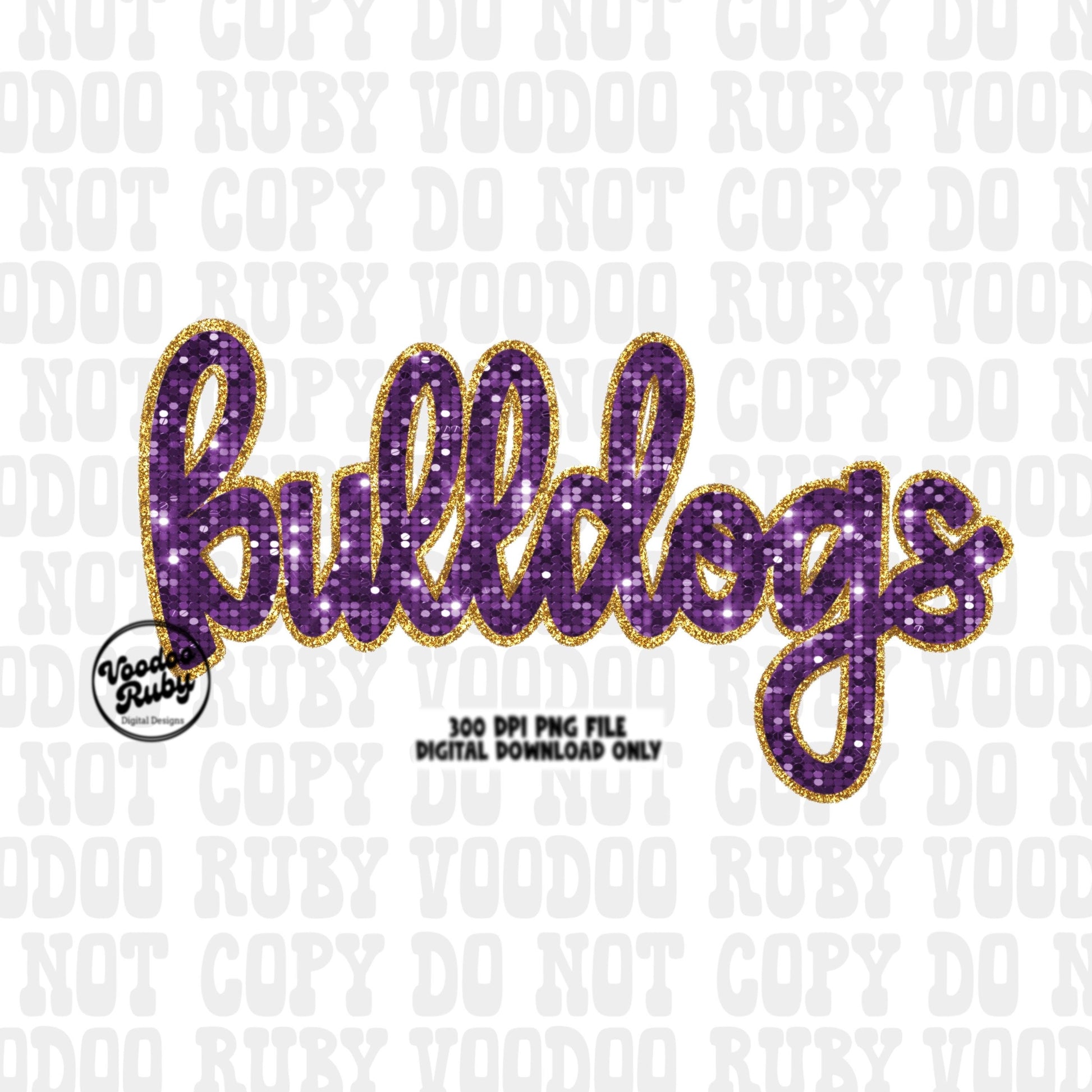 Bulldogs PNG Design Sequins Glitter Hand Drawn Digital Download Faux Sequins PNG Printable Clip Art Faux Appliqué Bulldogs Football DTF