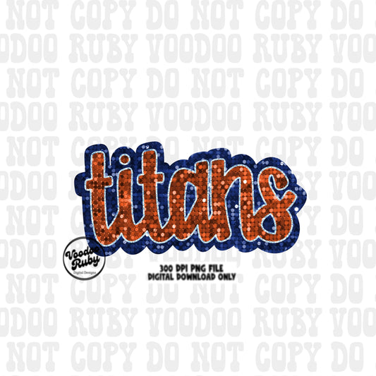 Titans PNG Design Sequins Glitter Hand Drawn Digital Download Faux Sequins Patch PNG Printable Faux Appliqué Titans Football DTF