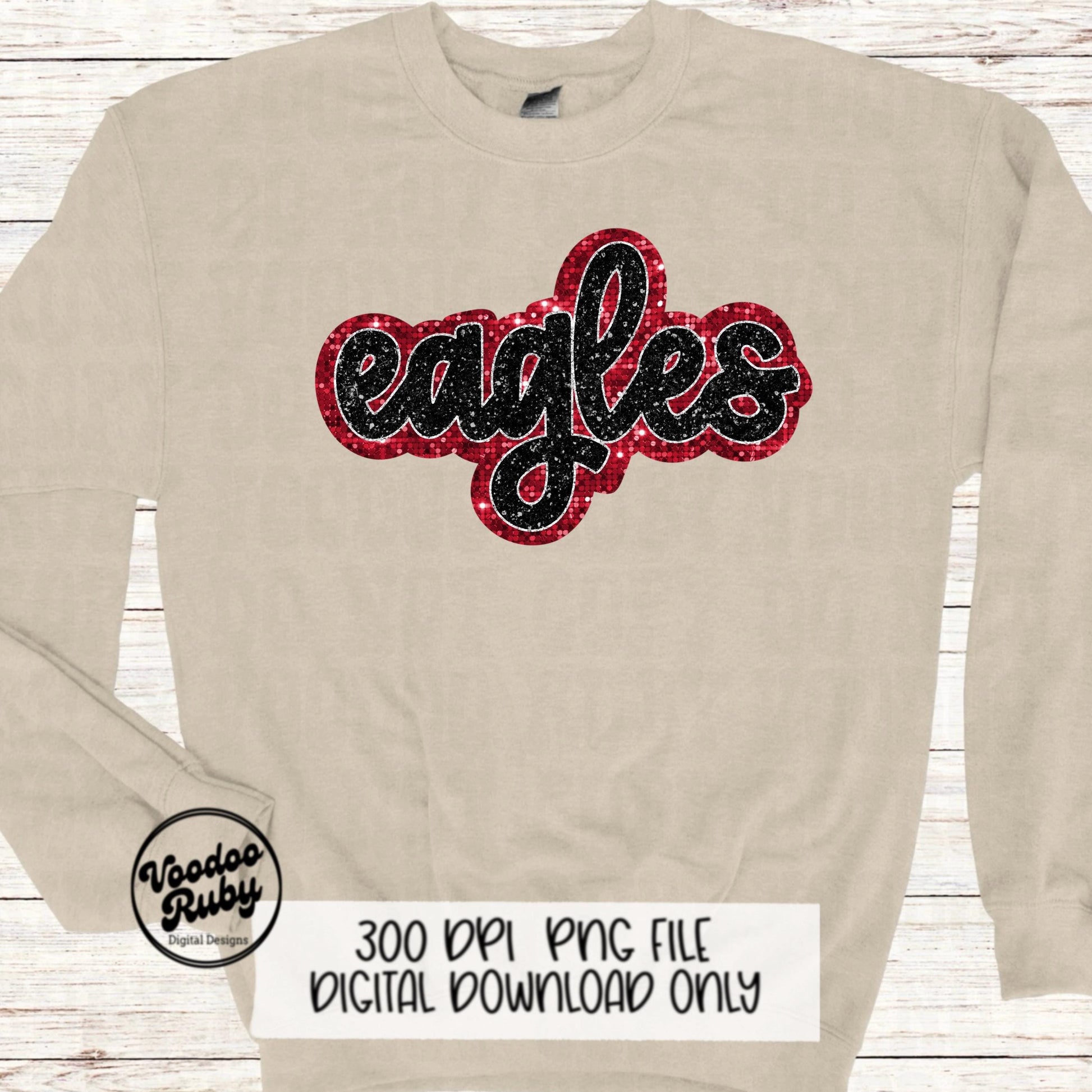 Eagles PNG Design Sequins Glitter Hand Drawn Digital Download Faux Sequins Patch PNG Printable Clip Art Faux Appliqué Eagles Football DTF