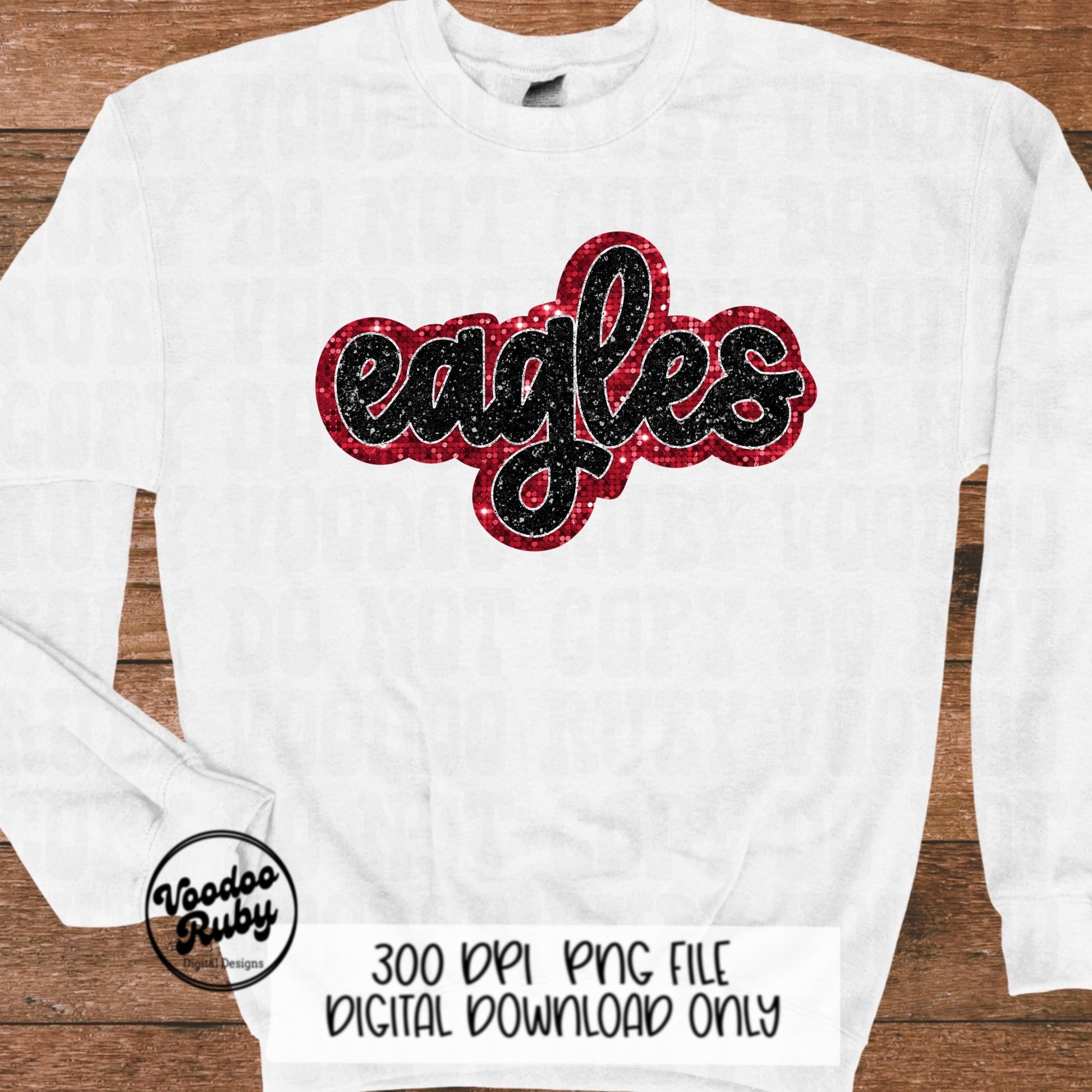 Eagles PNG Design Sequins Glitter Hand Drawn Digital Download Faux Sequins Patch PNG Printable Clip Art Faux Appliqué Eagles Football DTF