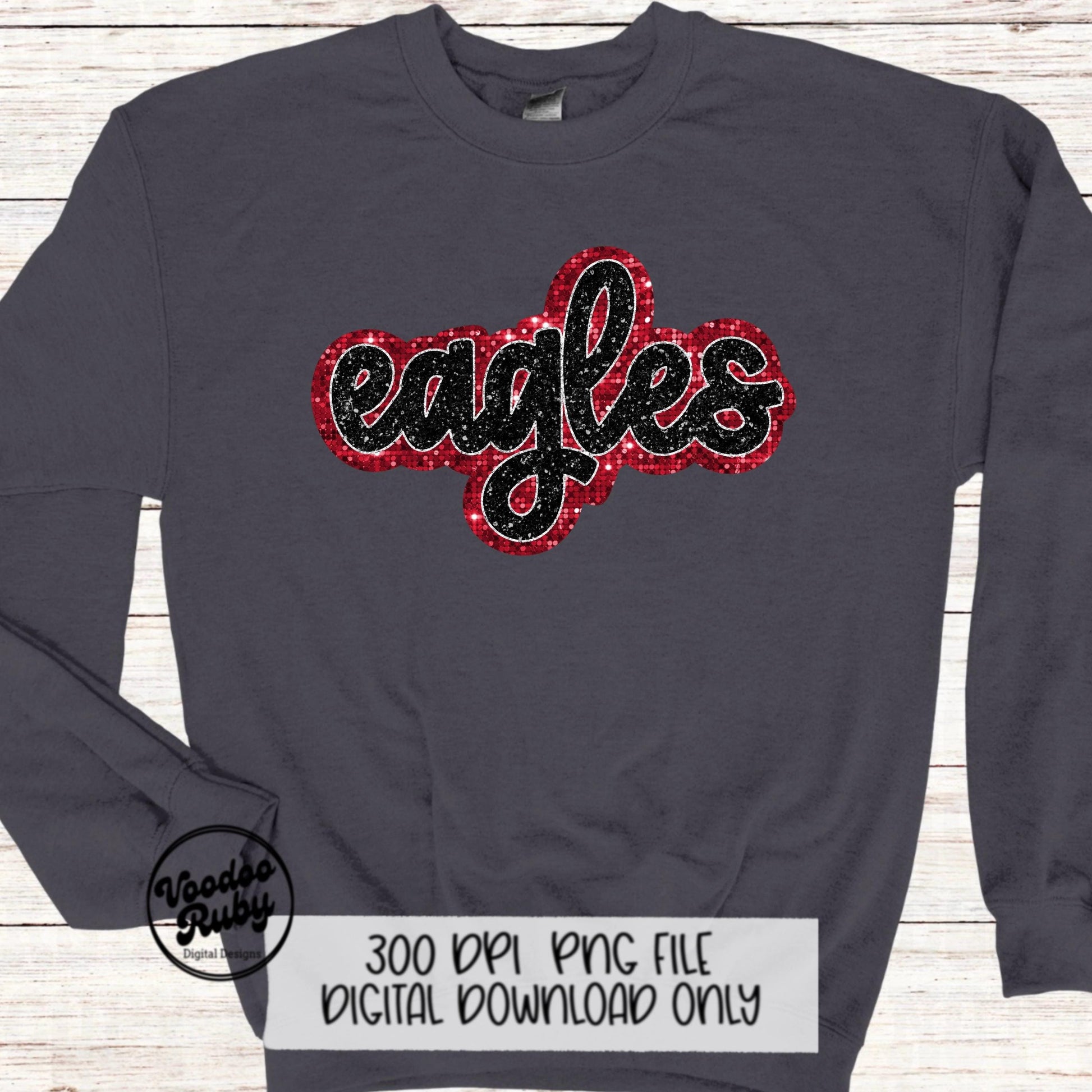 Eagles PNG Design Sequins Glitter Hand Drawn Digital Download Faux Sequins Patch PNG Printable Clip Art Faux Appliqué Eagles Football DTF