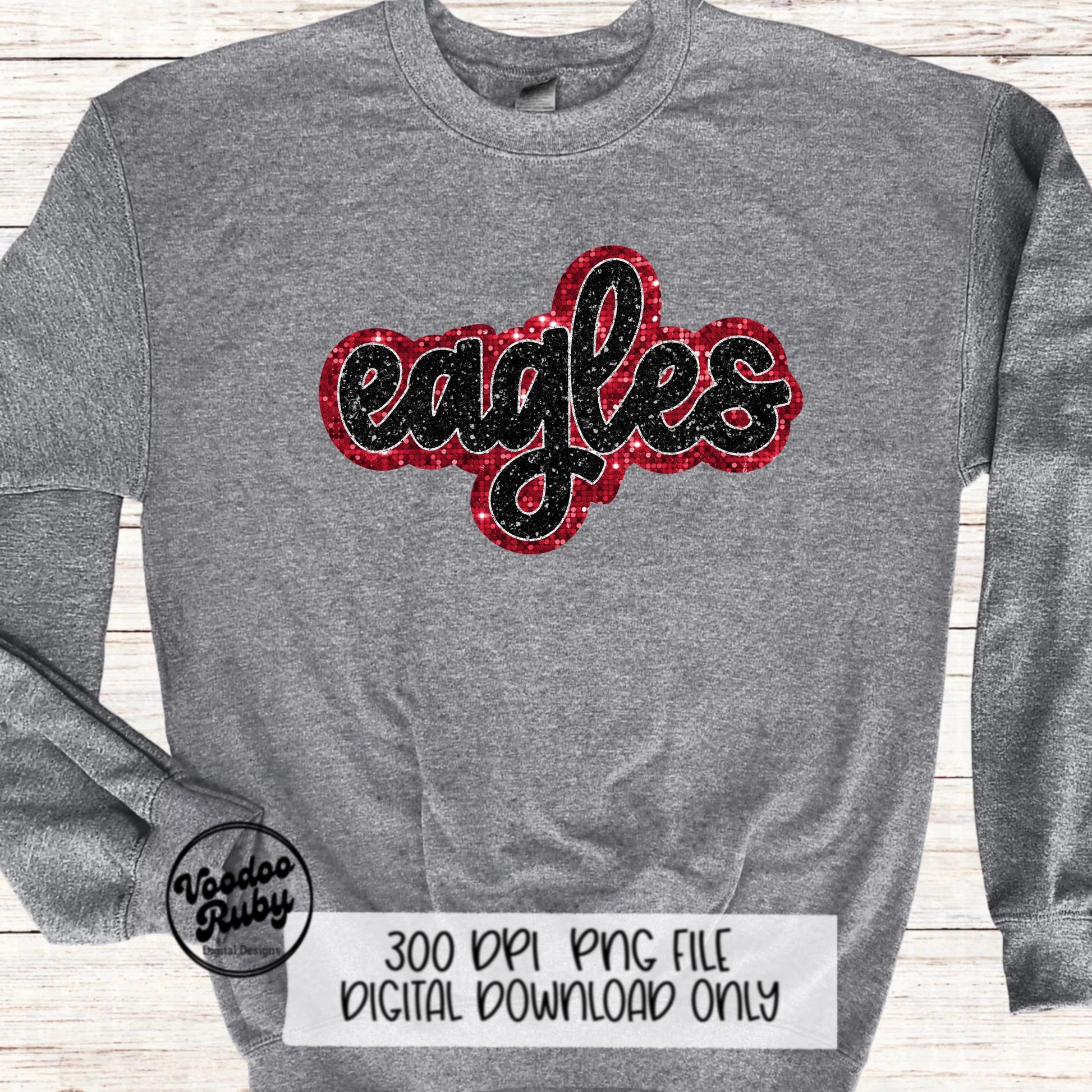Eagles PNG Design Sequins Glitter Hand Drawn Digital Download Faux Sequins Patch PNG Printable Clip Art Faux Appliqué Eagles Football DTF