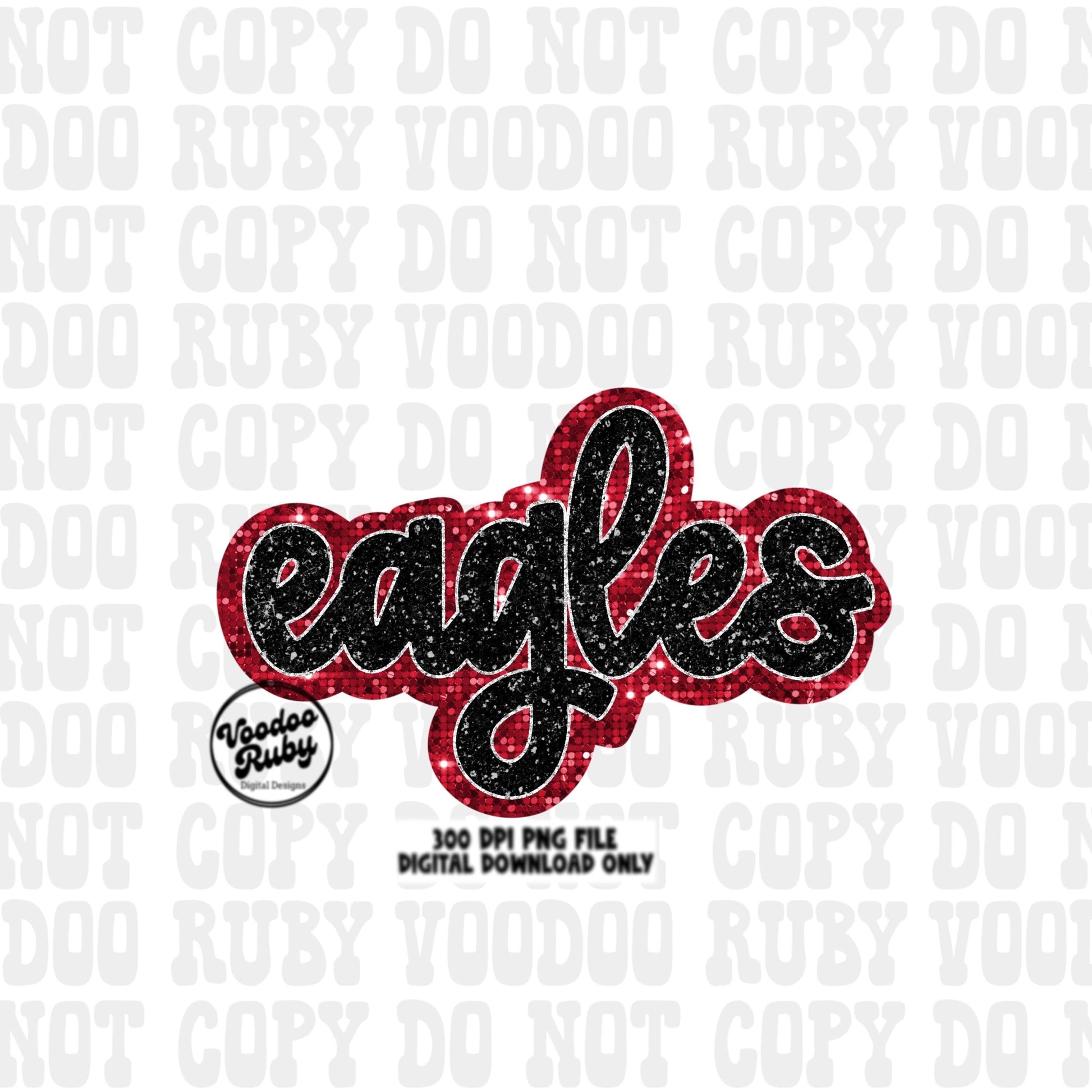 Eagles PNG Design Sequins Glitter Hand Drawn Digital Download Faux Sequins Patch PNG Printable Clip Art Faux Appliqué Eagles Football DTF