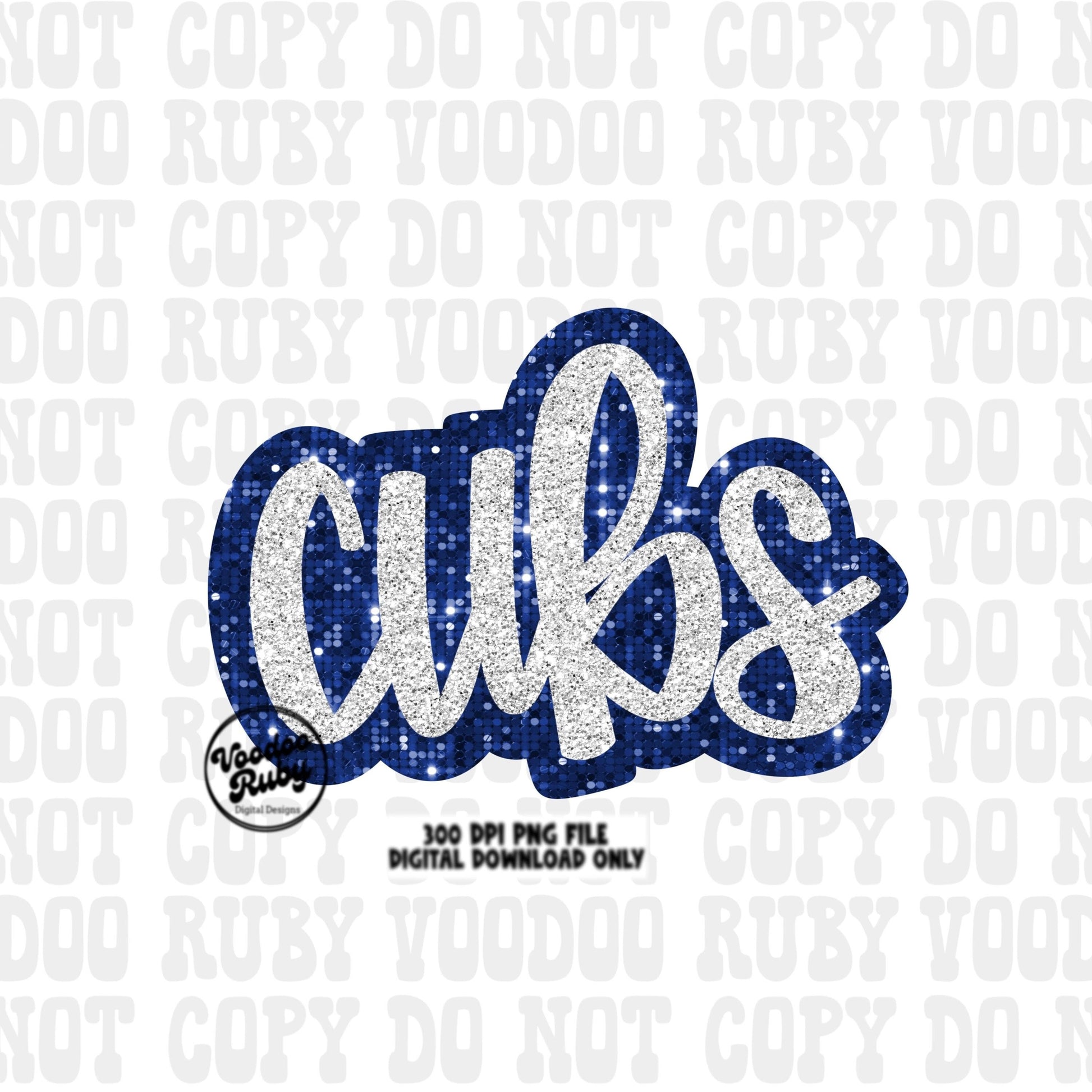 Glitter Cubs Design PNG Sublimation Hand Drawn Digital Download Faux Sequins Football PNG Blue Cubs DTF Printable Cubs Mascot png Clip Art