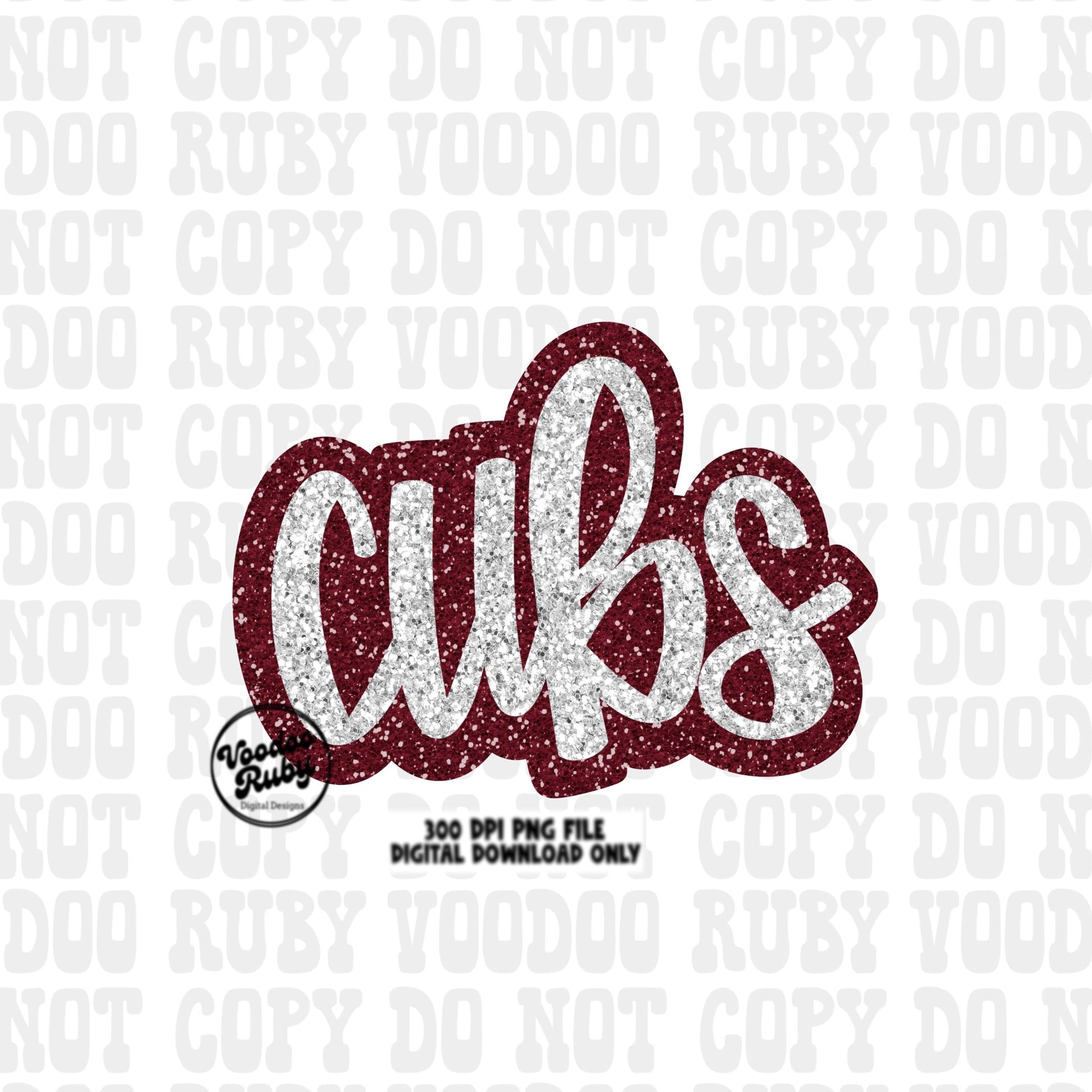 Glitter Cubs Design PNG Sublimation Hand Drawn Digital Download Faux Sequins Football PNG Maroon Cubs DTF Printable Cubs Mascot png Clip Art
