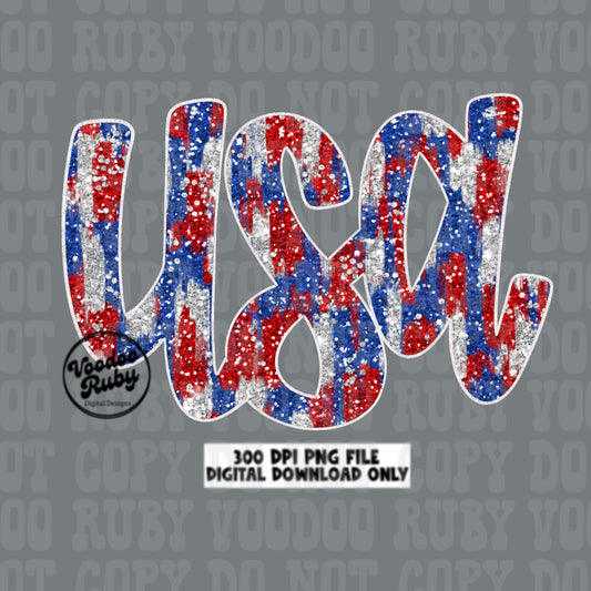 4th of July Glitter USA PNG Sublimation Design Hand Drawn Digital Download Sequin Glitter Patriotic png Summer USA American dtf