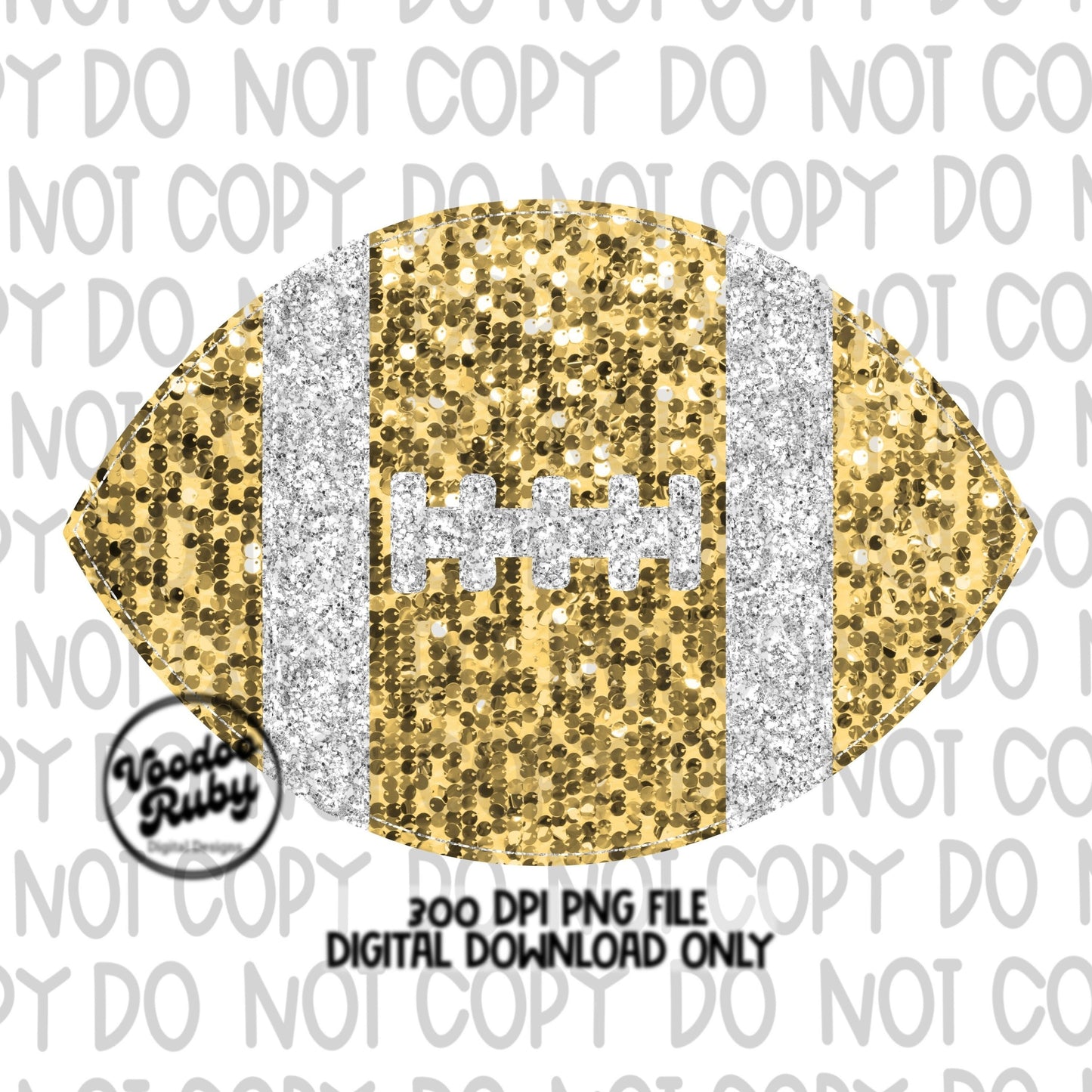 Sequin Gold Football PNG Design Sublimation Glitter Hand Drawn Digital Download Faux Sequins Patch PNG Printable Clip Art Football DTF