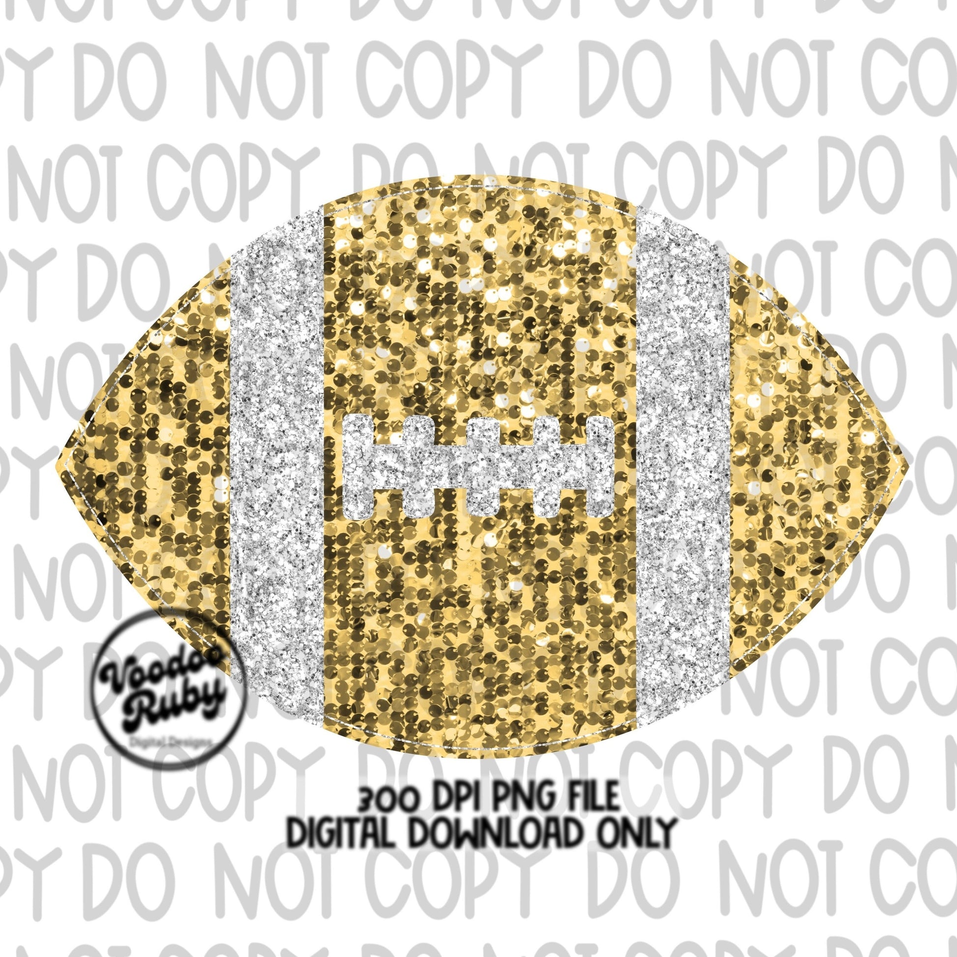 Sequin Gold Football PNG Design Sublimation Glitter Hand Drawn Digital Download Faux Sequins Patch PNG Printable Clip Art Football DTF