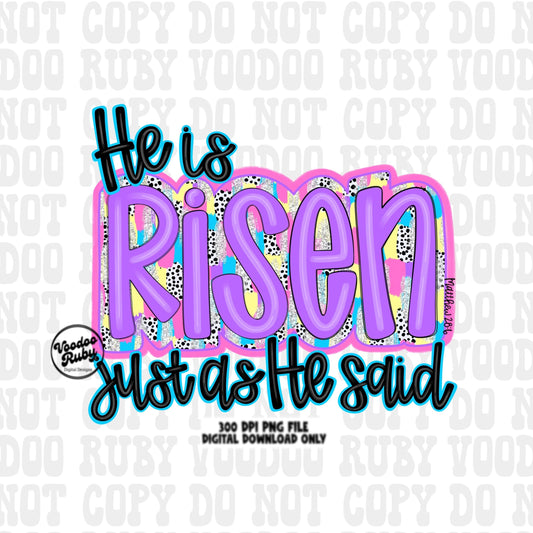 He Is Risen Easter PNG Design, Christian Hand Drawn Digital Download, Pink Bible Verse Jesus Sublimation Design, Brushstroke DTF Printable