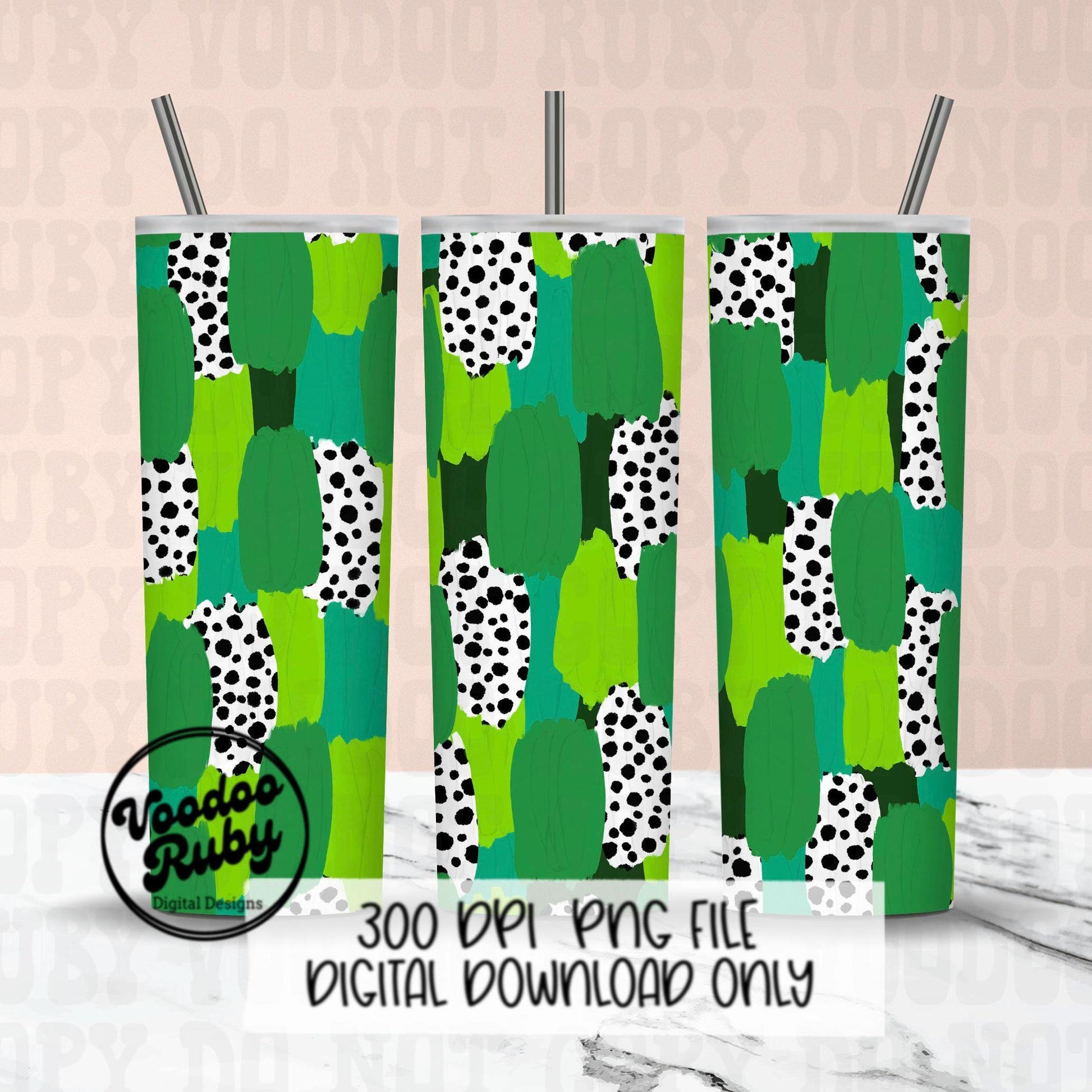 St. Patrick’s Day Brushstroke Background PNG Sublimation Digital Paper Hand Drawn Digital Download Dalmatian Dots Green Brush Strokes Paint