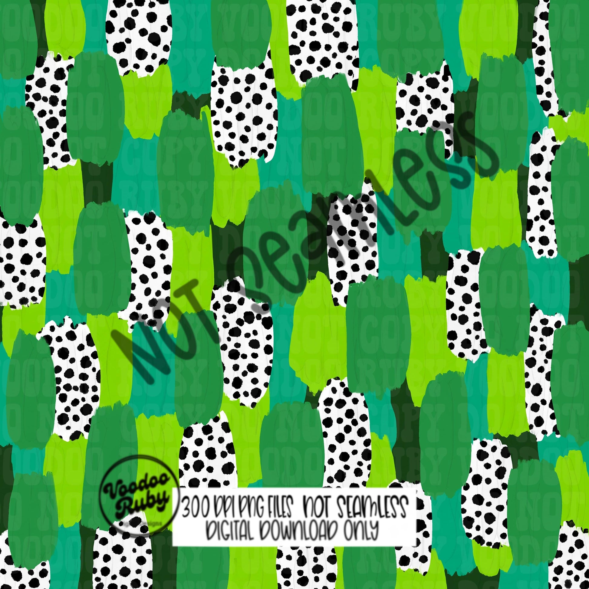 St. Patrick’s Day Brushstroke Background PNG Sublimation Digital Paper Hand Drawn Digital Download Dalmatian Dots Green Brush Strokes Paint