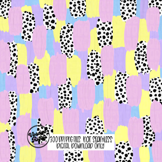 Easter Pastel Brushstroke PNG Background, Sublimation Hand Drawn Digital Download, Spring Colorful Brush Strokes Messy Paint Digital Paper