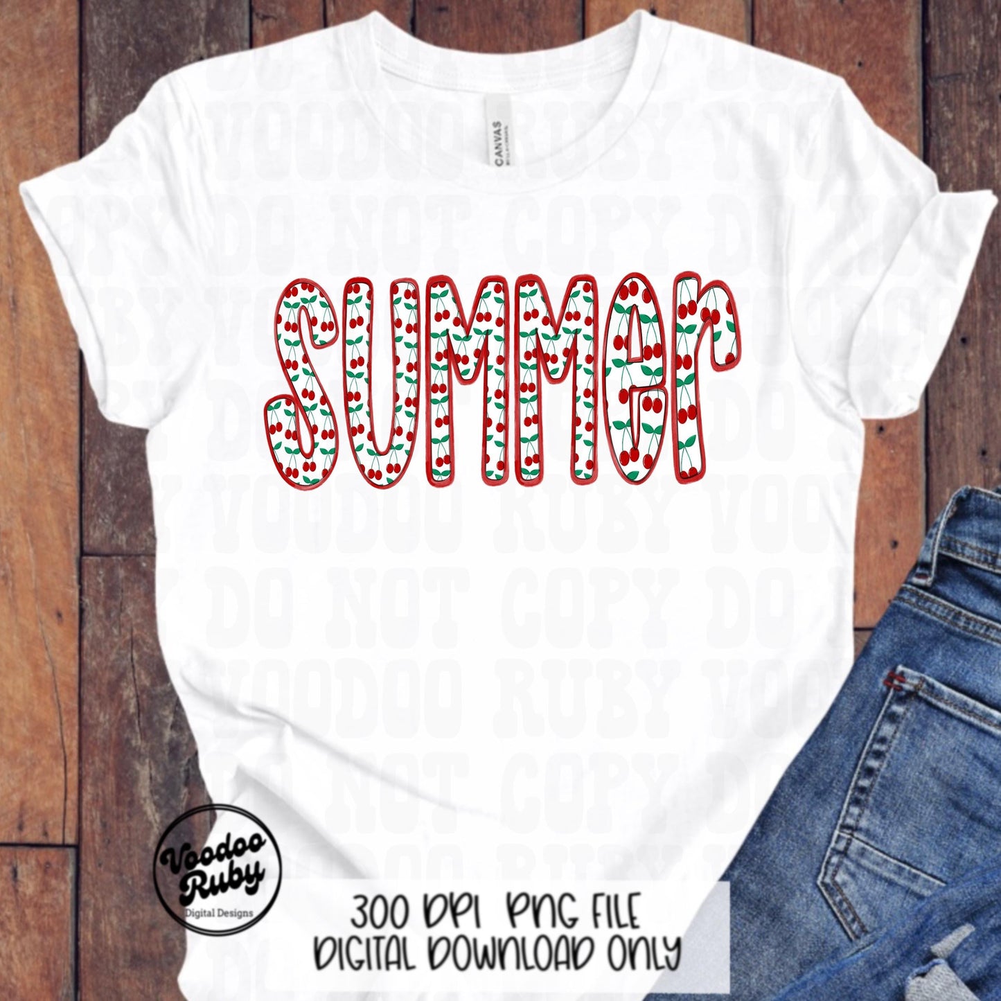 Cherry Doodle Alphabet PNG Bundle: Summer Letters Clip Art (Digital Download)