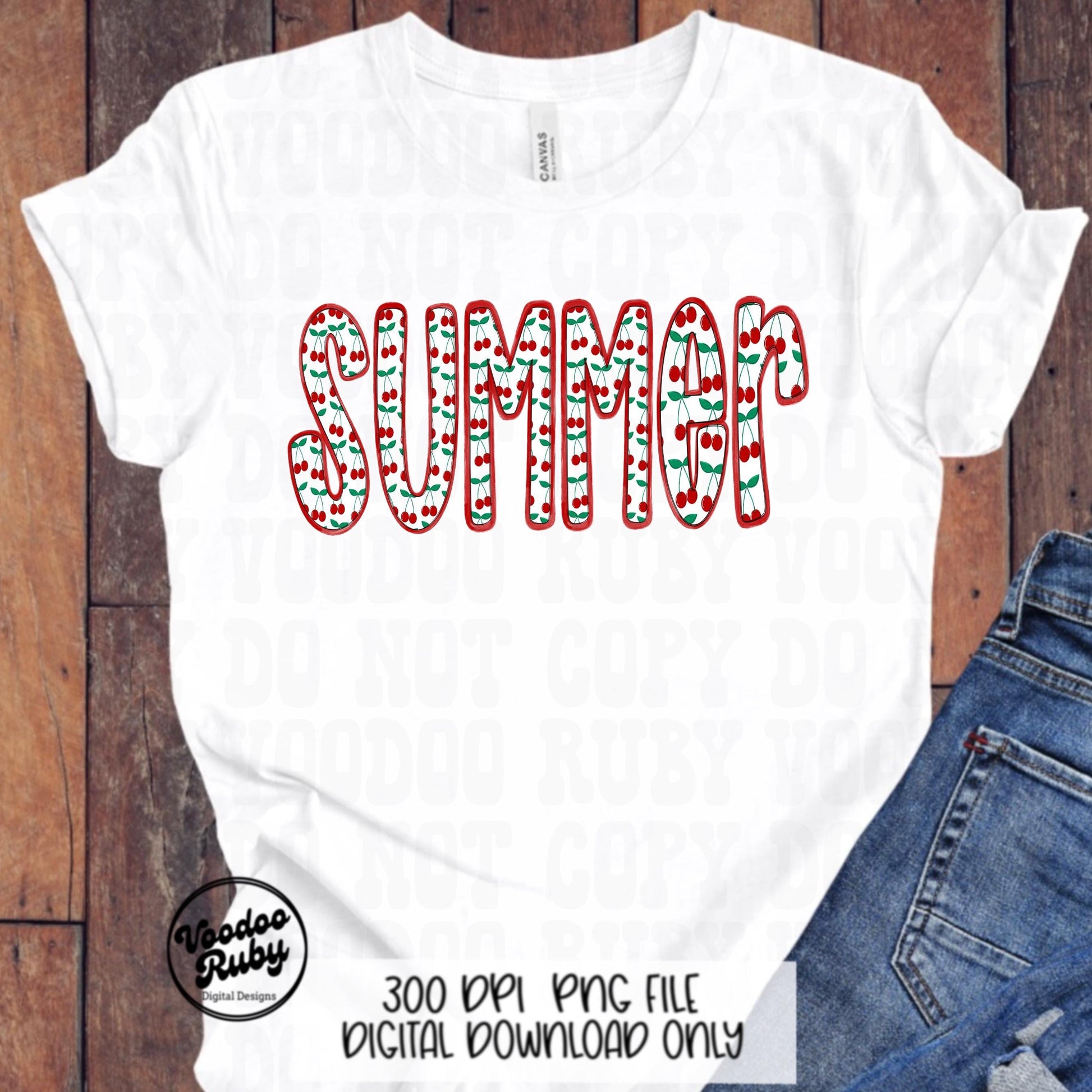 Cherry Doodle Alphabet PNG Bundle: Summer Letters Clip Art (Digital Download)