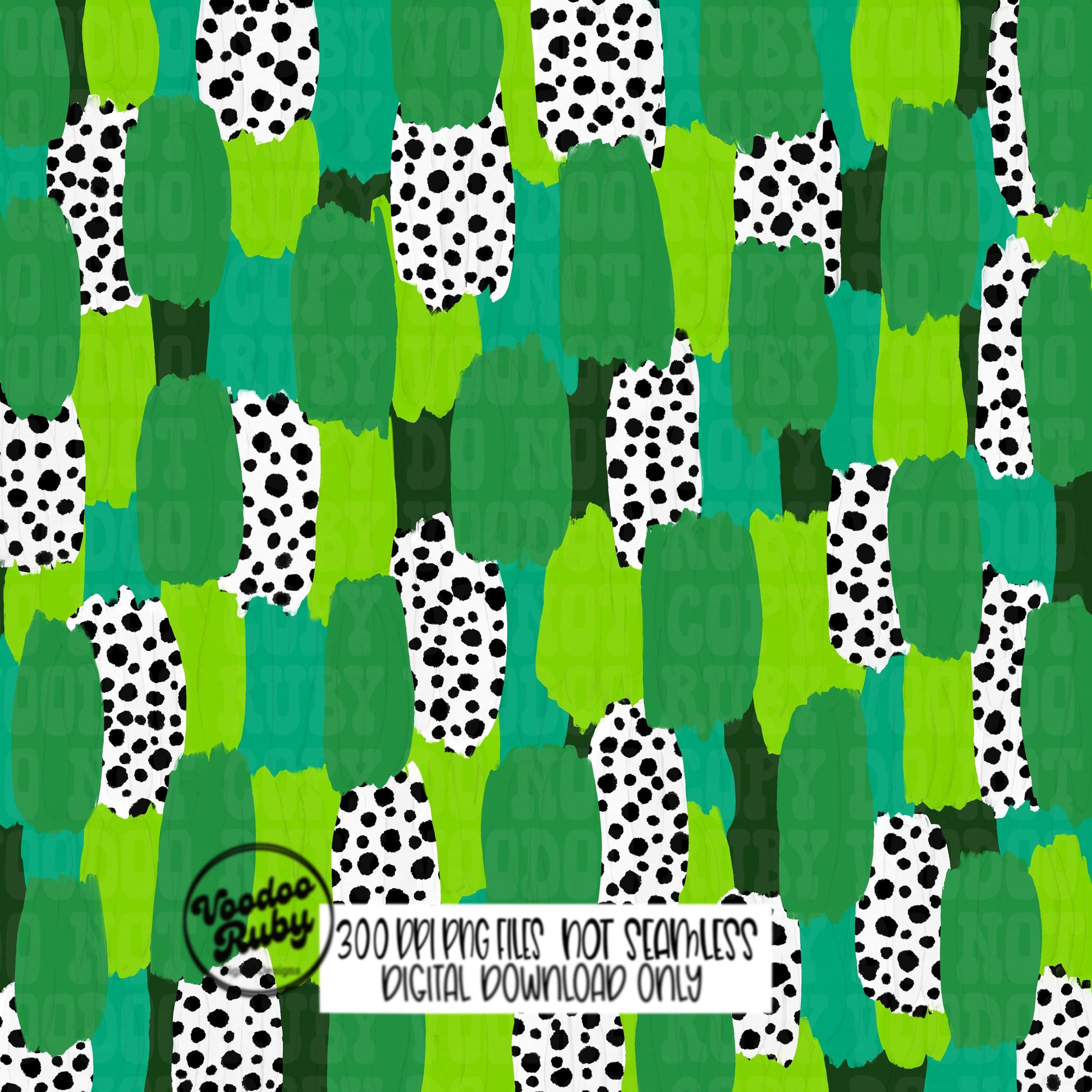 St. Patrick’s Day Brushstroke Background PNG Sublimation Digital Paper Hand Drawn Digital Download Dalmatian Dots Green Brush Strokes Paint