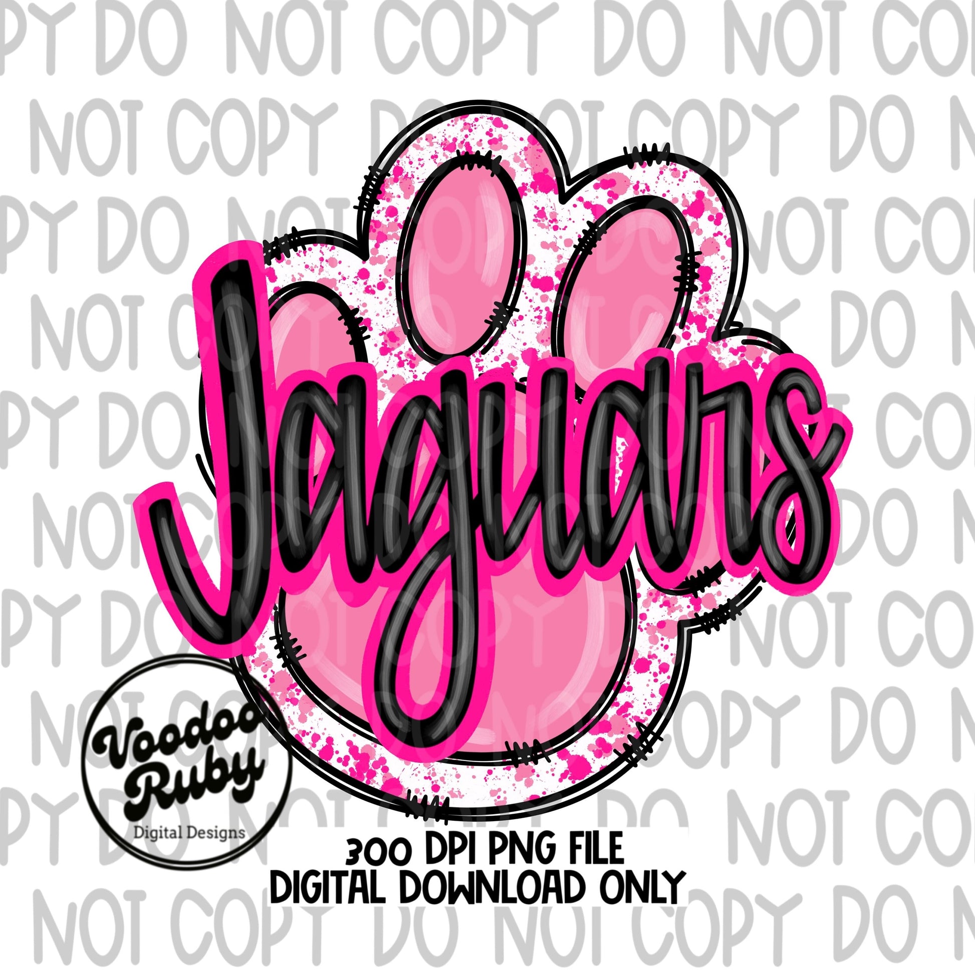 Pink Jaguars PNG Design Sublimation Hand Drawn Digital Download Pink Football PNG Pink Paw Print Pink October DTF Awareness Mascot png