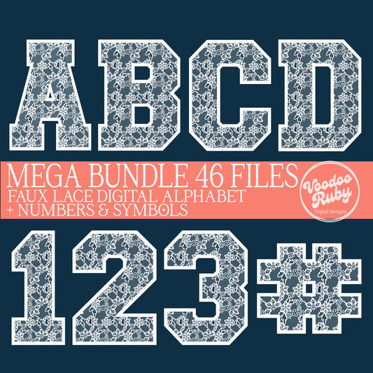 Lace Alphabet PNG Clip Art Bundle: Girly Coquette Letters (Digital Download