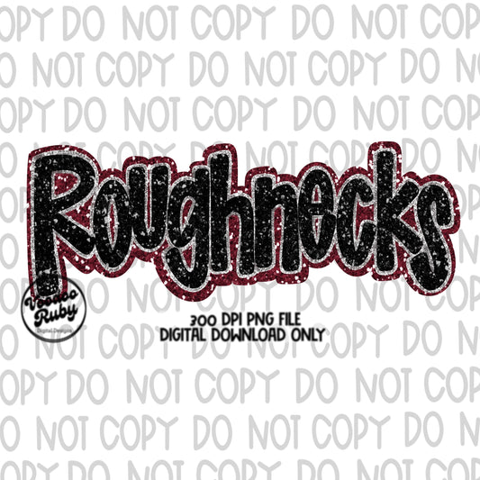 Roughnecks PNG Design Sequins Glitter Hand Drawn Digital Download Faux Sequins Patch DTF Printable Clip Art Faux Appliqué Roughneck Football