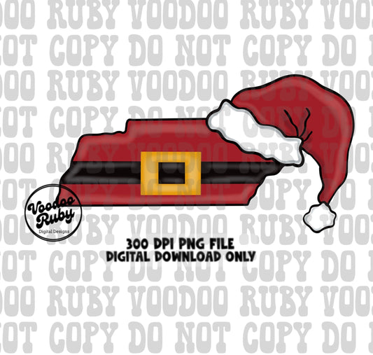 Tennessee Christmas Sublimation | Tennessee Santa PNG | Hand Drawn Digital Design Download | TN Printable | Santa Clip Art | Santa PNG