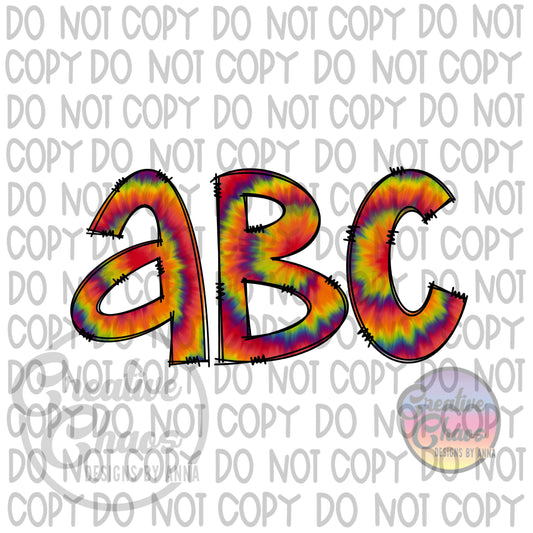 Rainbow Tie Dye Doodle Alphabet PNG: Sublimation Letter Designs (Digital Download)
