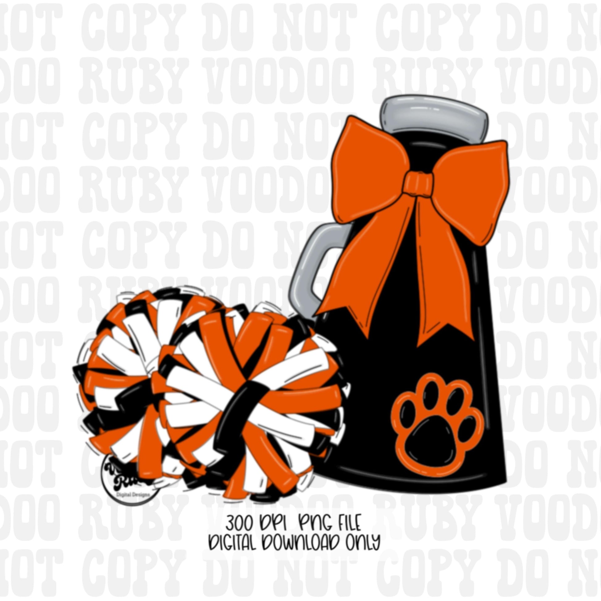 Mascot Cheer PNG: Orange & Black Megaphone Clipart (Digital Download
