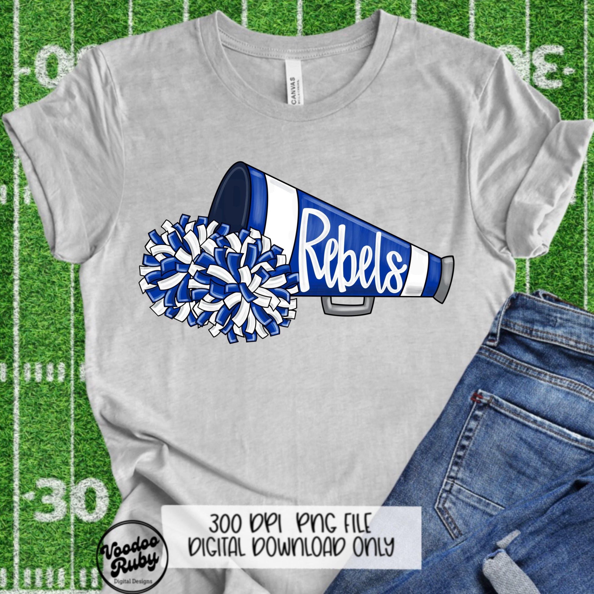 Rebels Mascot Cheer PNG: Blue and White (Digital Download)
