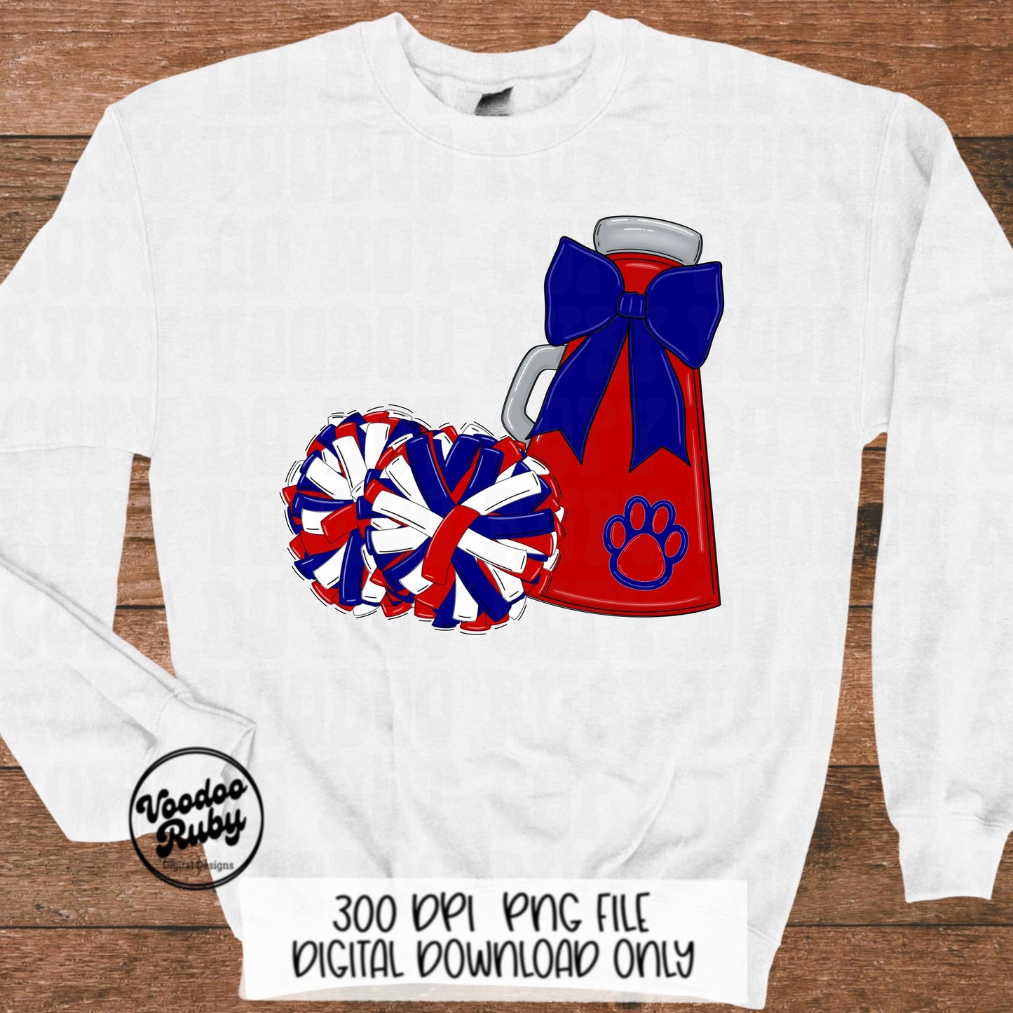 Red and Blue Cheer Mascot PNG: Sublimation Design (Digital Download)