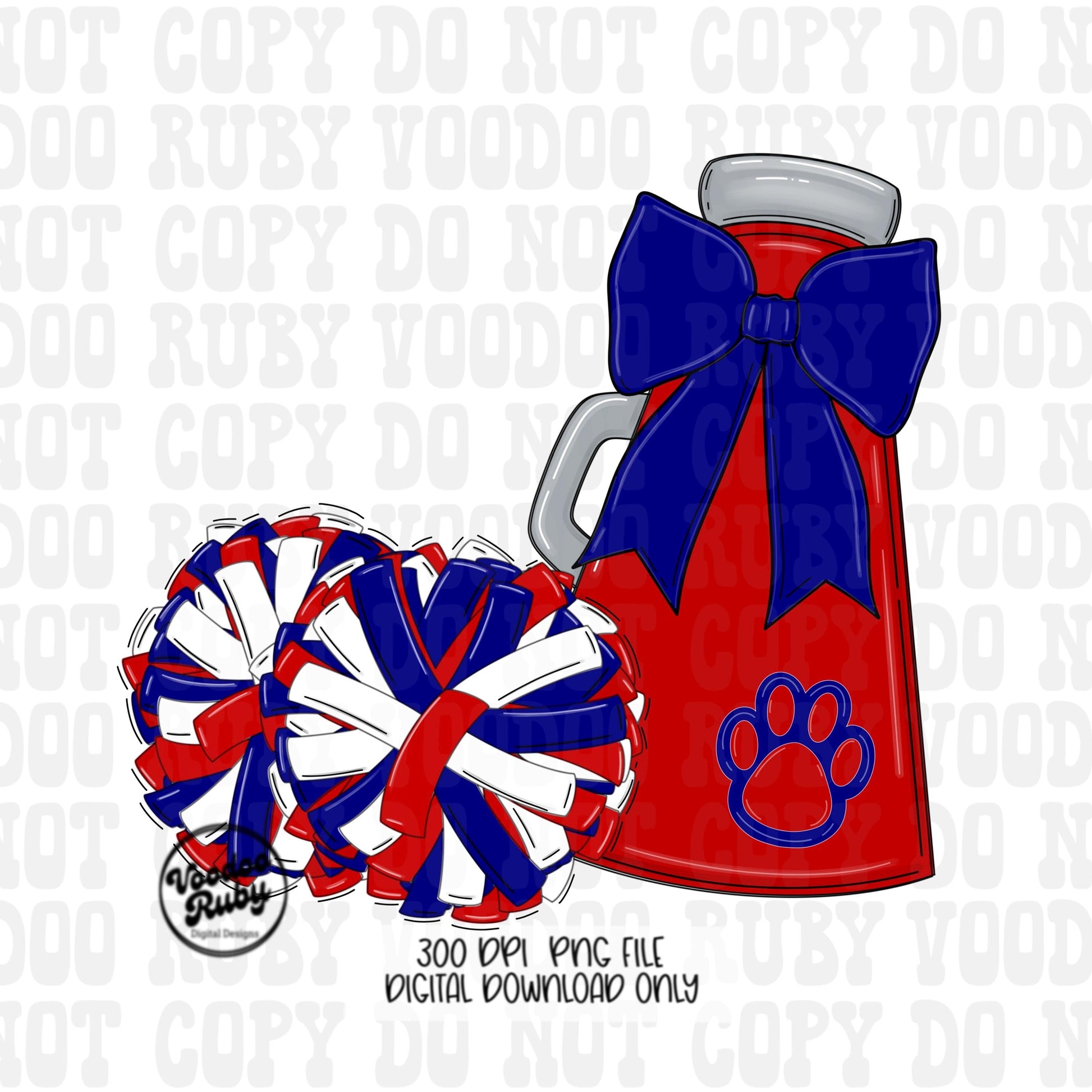 Red and Blue Cheer Mascot PNG: Sublimation Design (Digital Download)