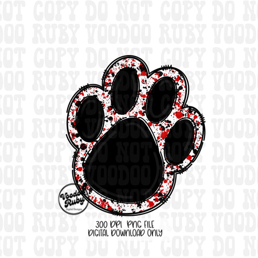 Black Red Mascot Paw PNG: Football Cheer Graphic (Digital Download)