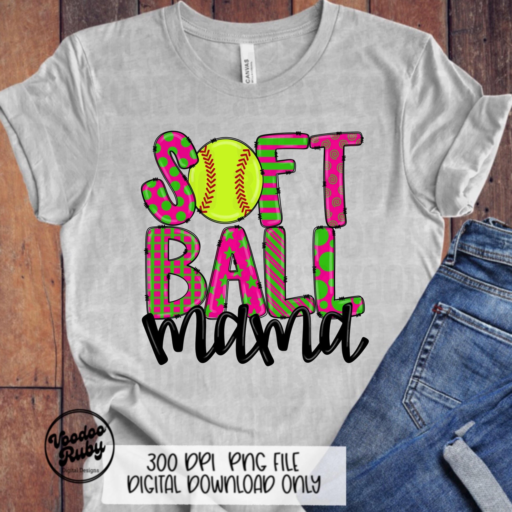 Softball Mama PNG Design: Hand-Drawn Sports Clip Art (Digital Download)