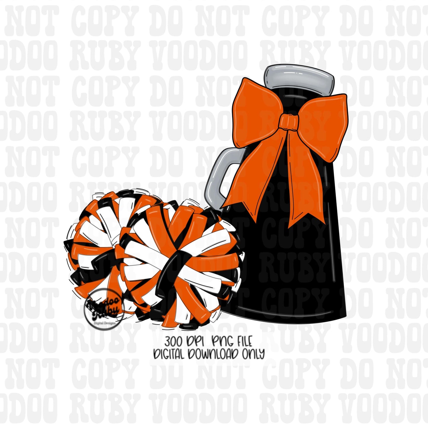 Mascot Cheer PNG: Orange & Black Megaphone Clipart (Digital Download