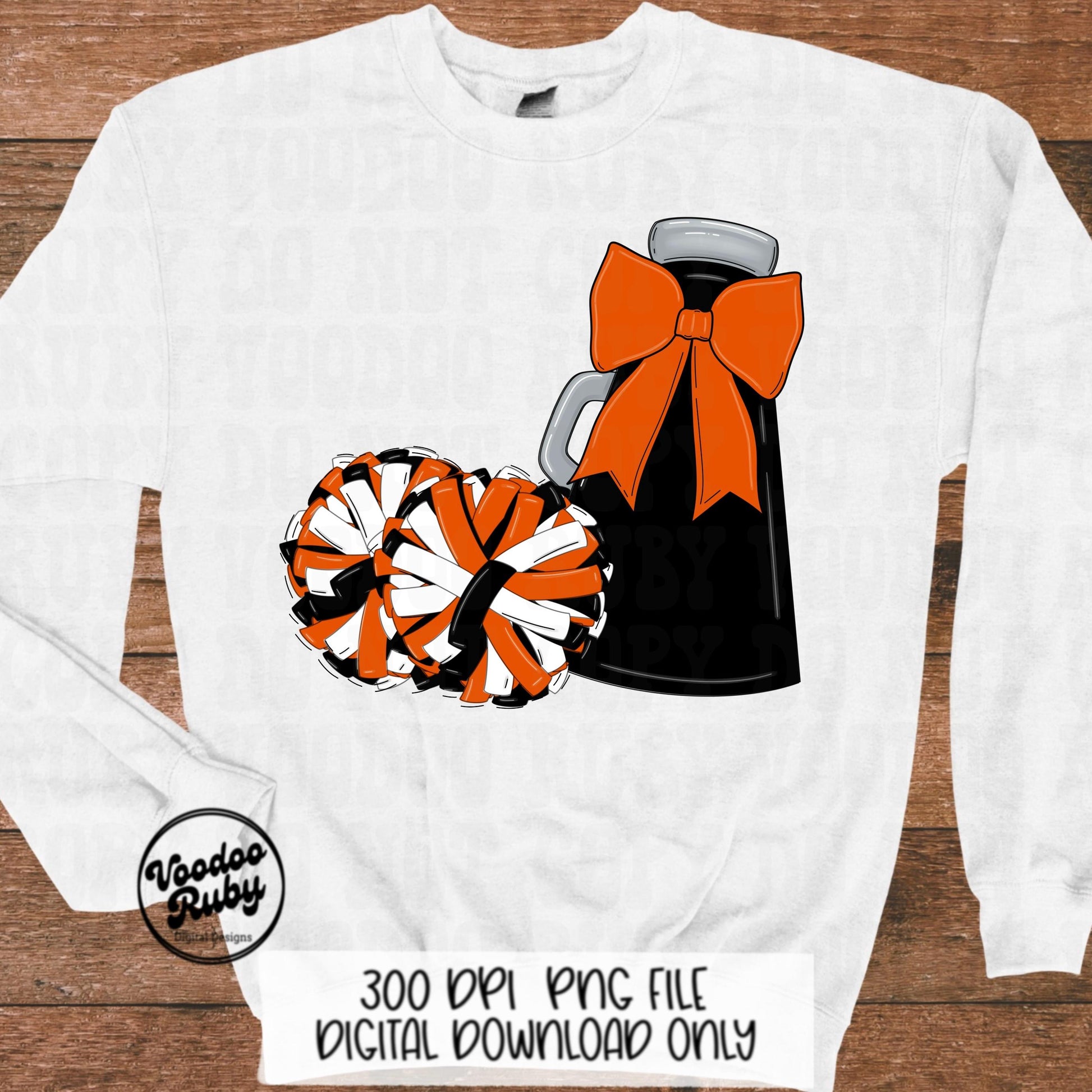Orange & Black Cheer Mascot PNG: Sublimation Design (Digital Download)